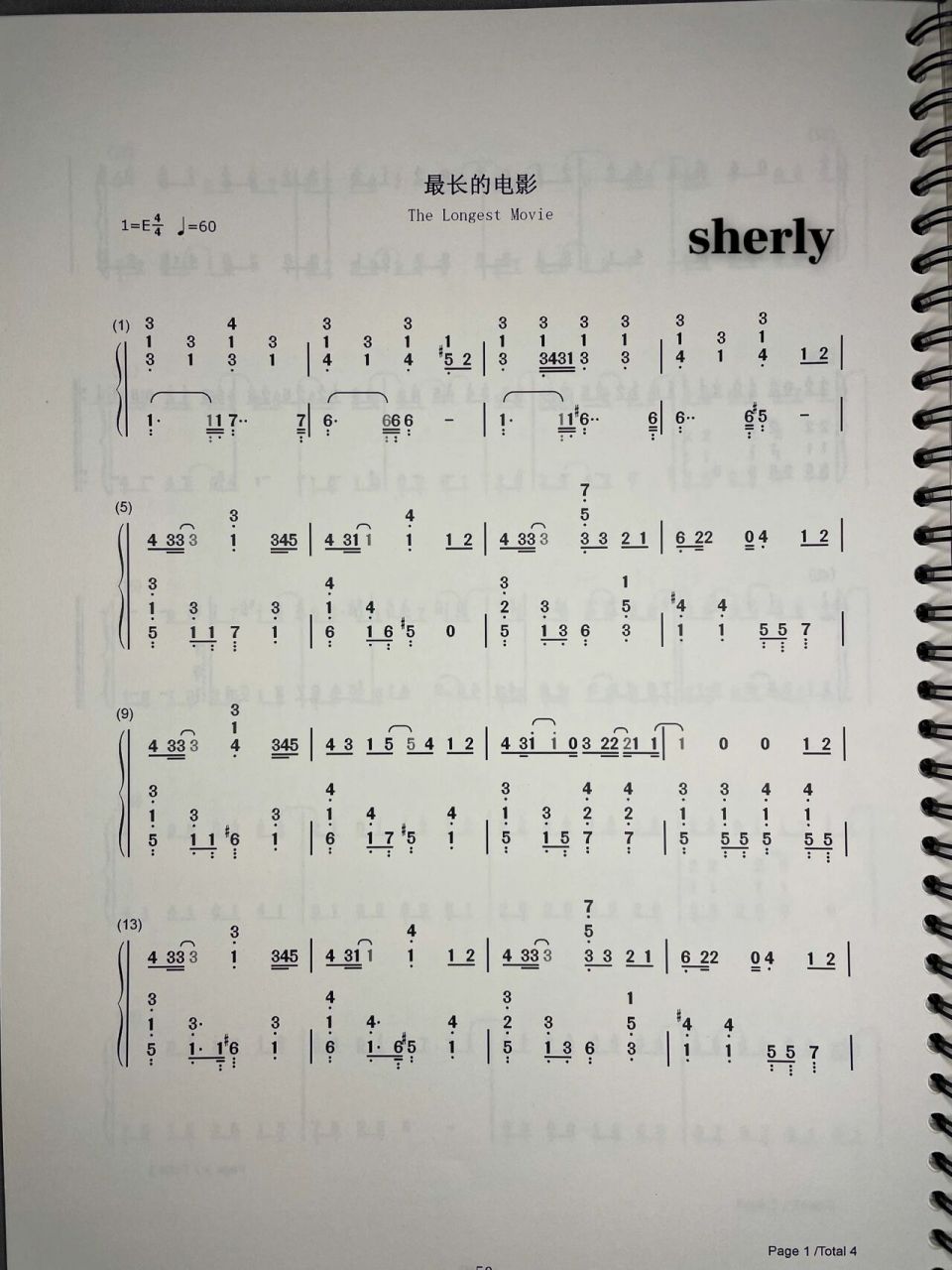 《最长的电影》——周杰伦钢琴简谱93 我们的开始是很长的电影放映