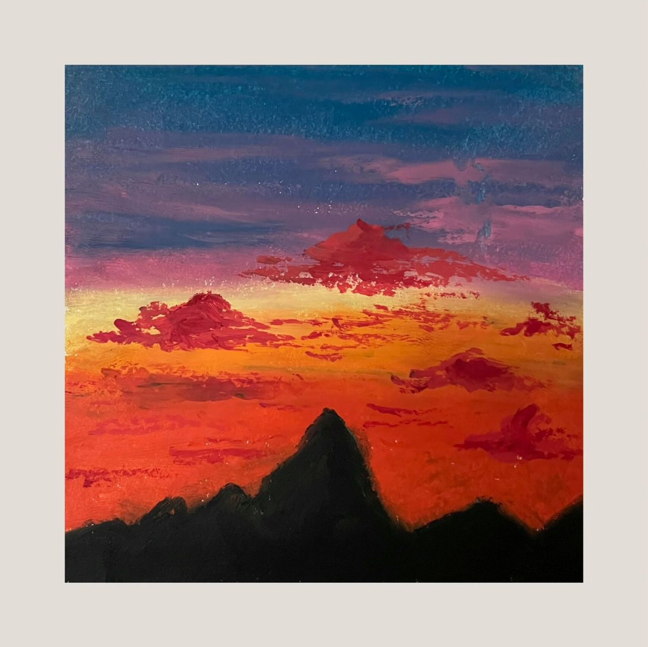 油画棒丨97火烧云(附步骤) 没入马卡龙色系,用的是高尔乐经典色系