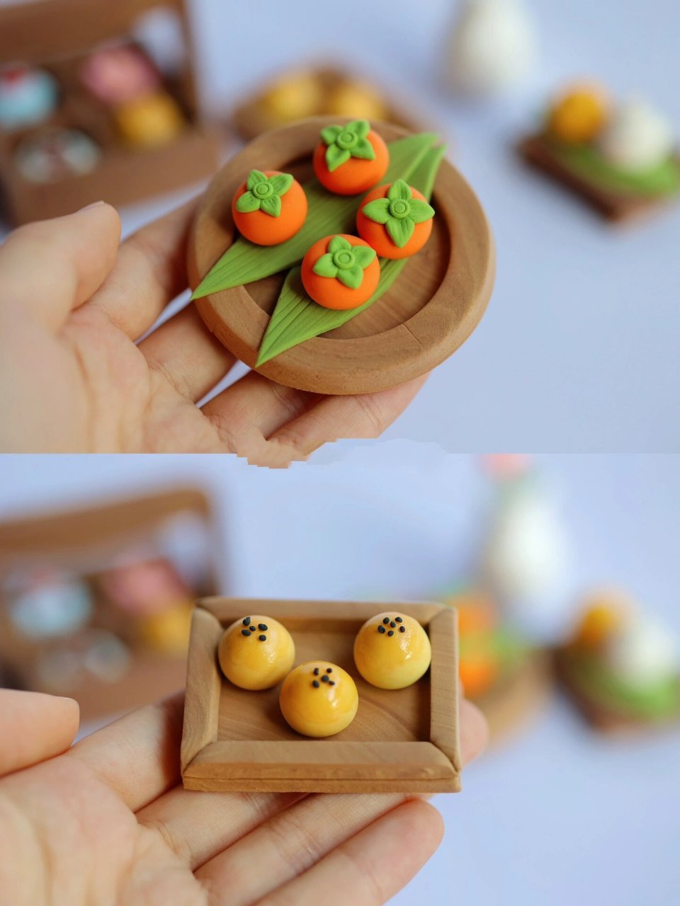 超轻粘土|mini月饼节中式糕点0499 04月饼节快到啦～ 提前祝