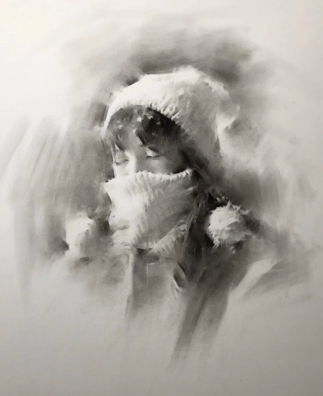 值得收藏|素描头像 素描作品欣赏 光影素描 工具:揉擦棉,纸擦笔,碳条