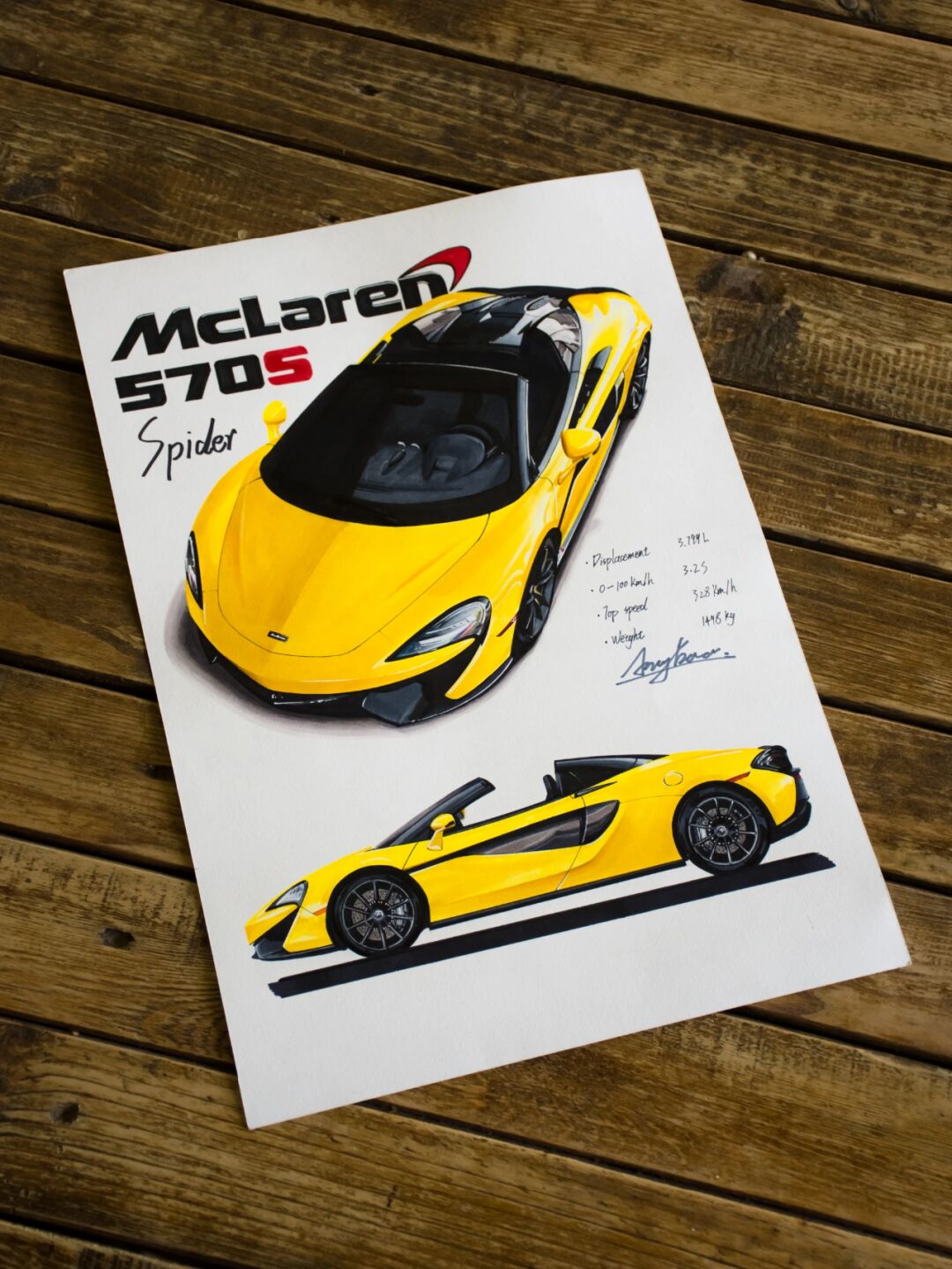 用马克笔画一幅超写实的迈凯伦汽车手绘