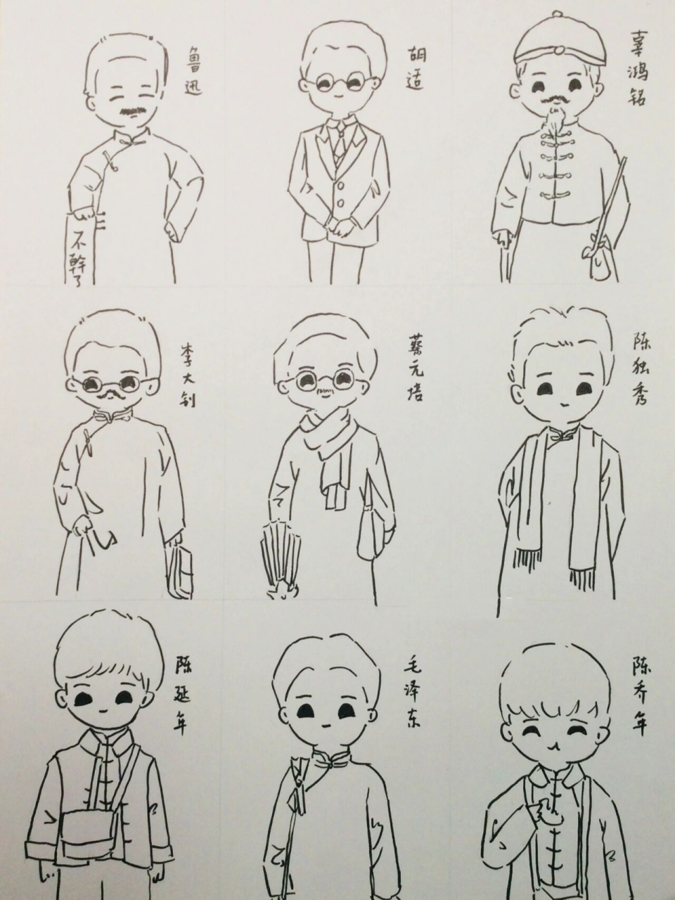 [觉醒年代]简笔画 临摹  我真的太爱鲁迅了 鲁迅yyds6015