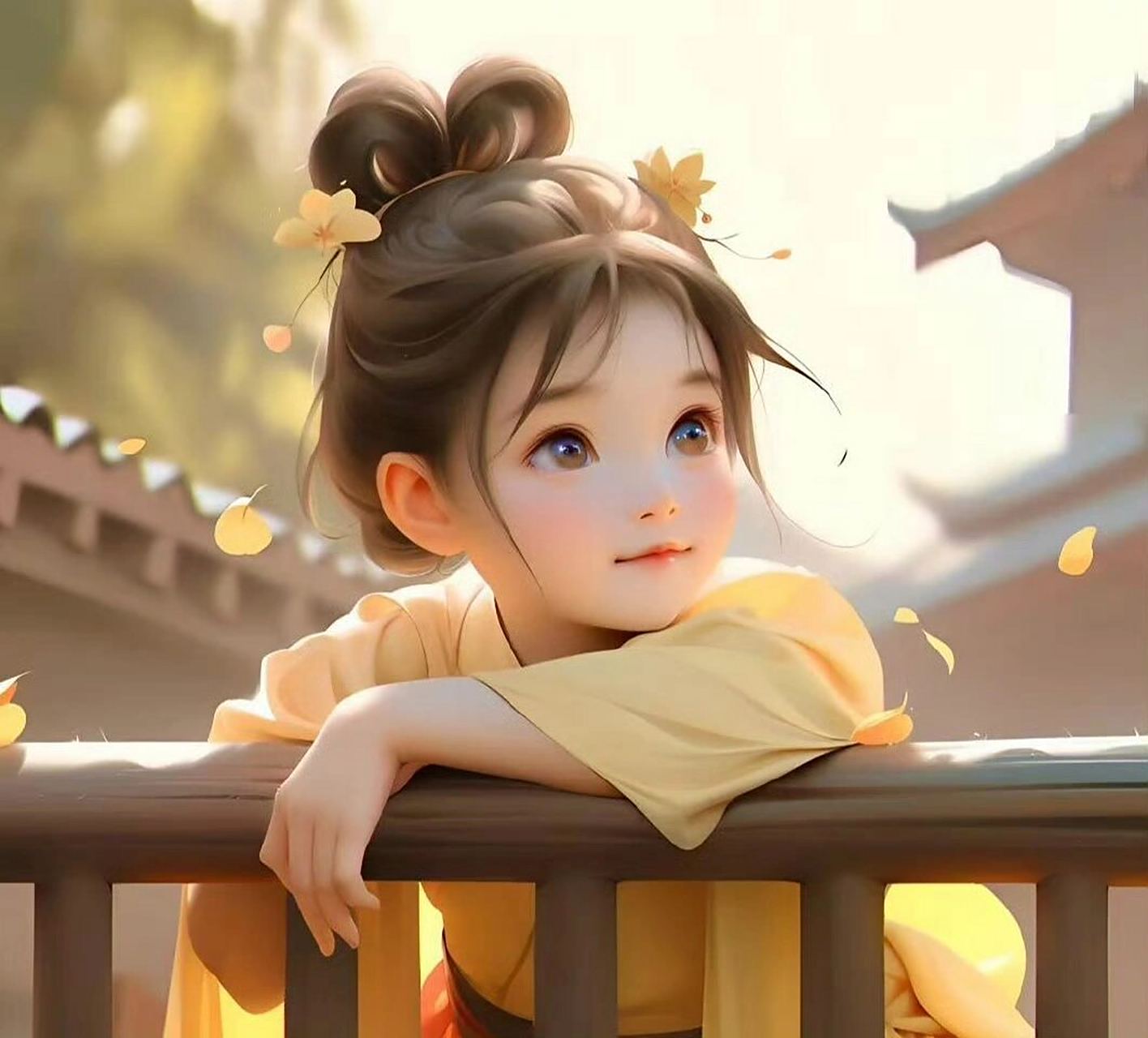 古风邻家女孩赏秋头像,呆萌可爱