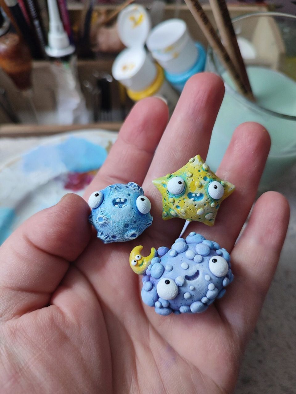 star 95 moon 94 cloud 7815 polymer clay pendants