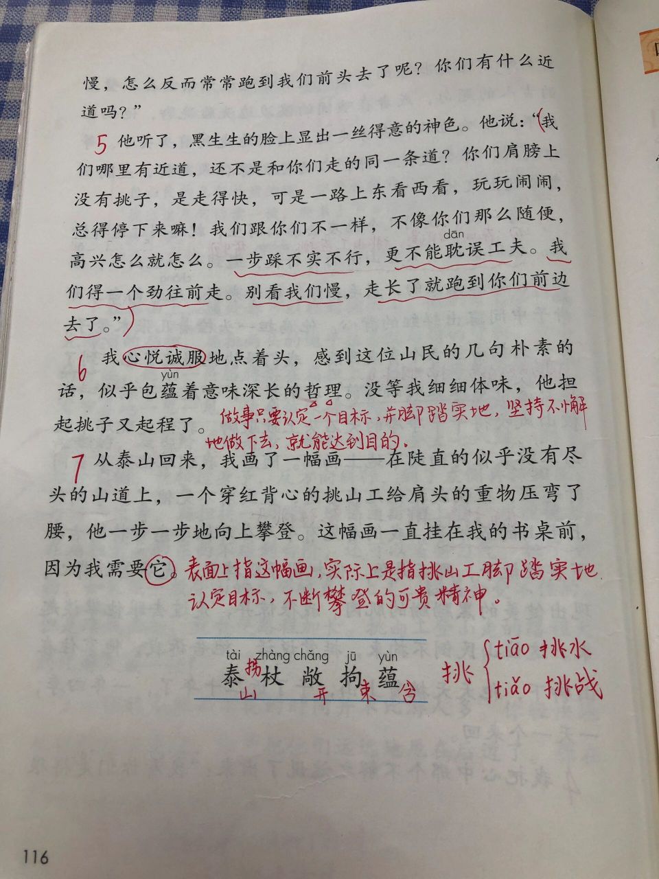 四下语文第25课《挑山工》课堂笔记