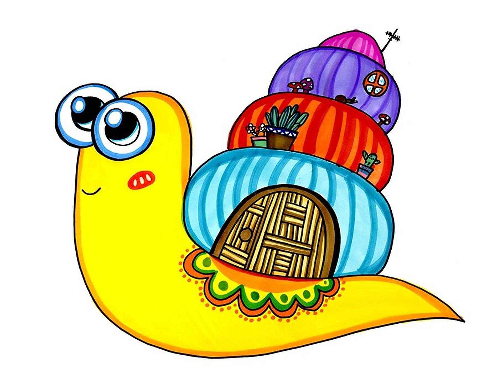 观察蜗牛的特点,展开丰富的想象力为蜗牛设计一座特别的小房子.