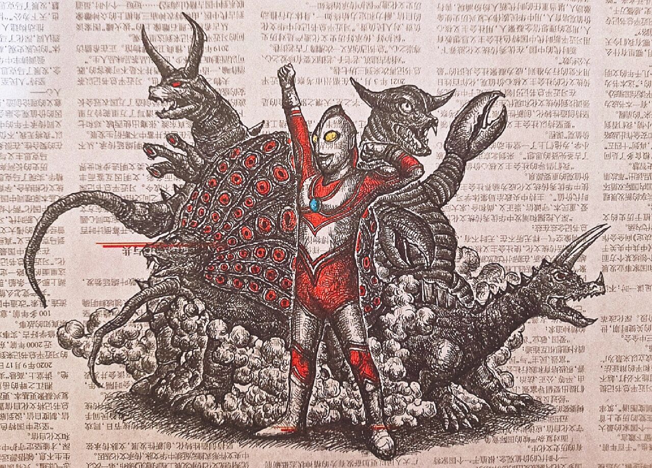 随手画杰克奥特曼和他的经典怪兽们 杰克奥特曼也是元老经典的奥特曼