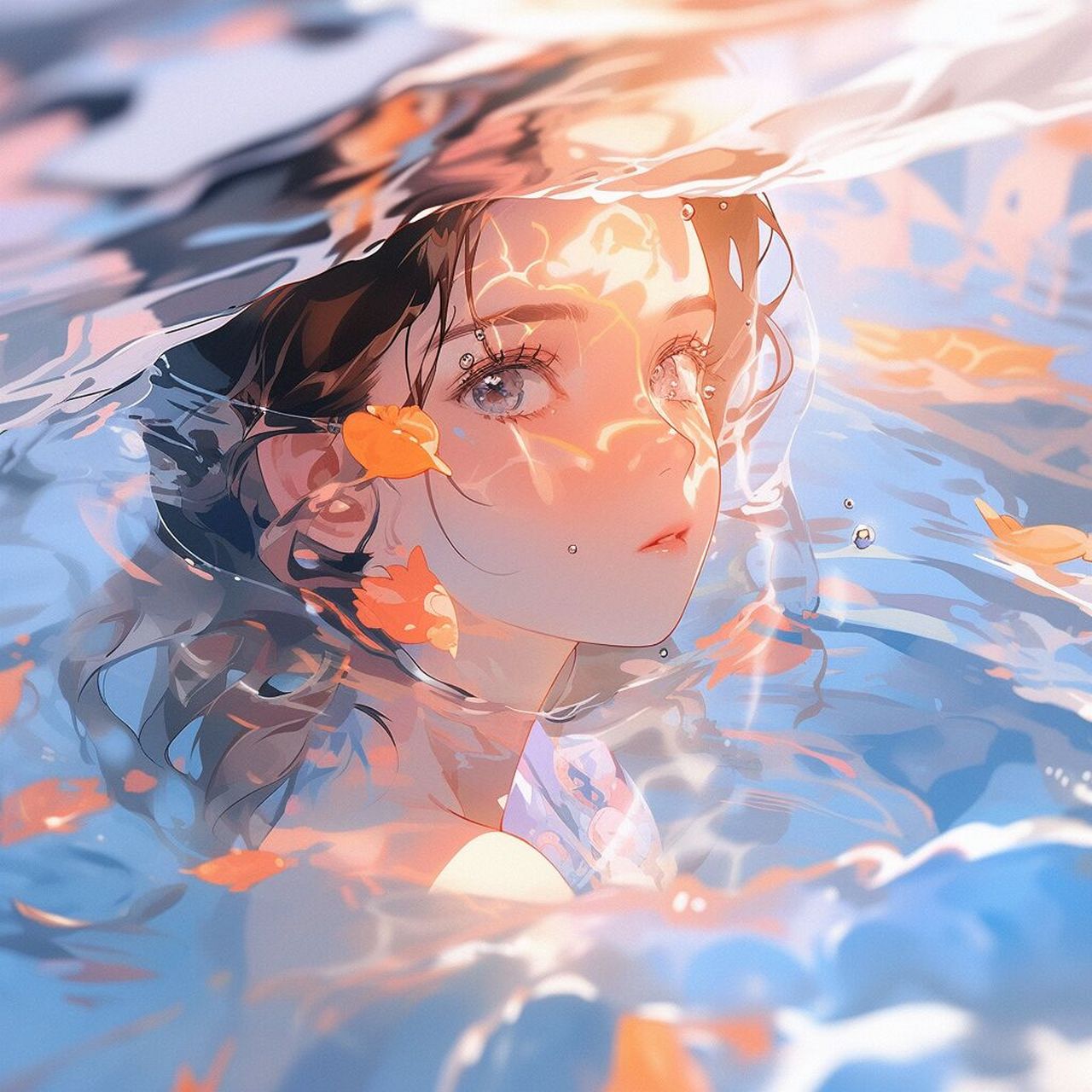 水中的梦幻倩影:ai绘制的潜水少女画像 在ai的绘制下,水中的女孩如同