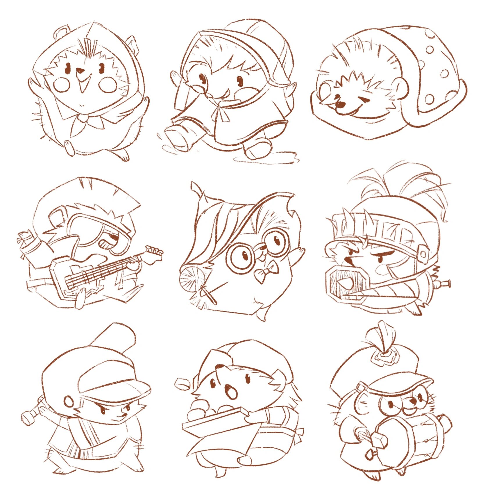 30 🦔萌宠系列-刺猬九宫格 💗各種拟人化造型的刺猬好可爱!