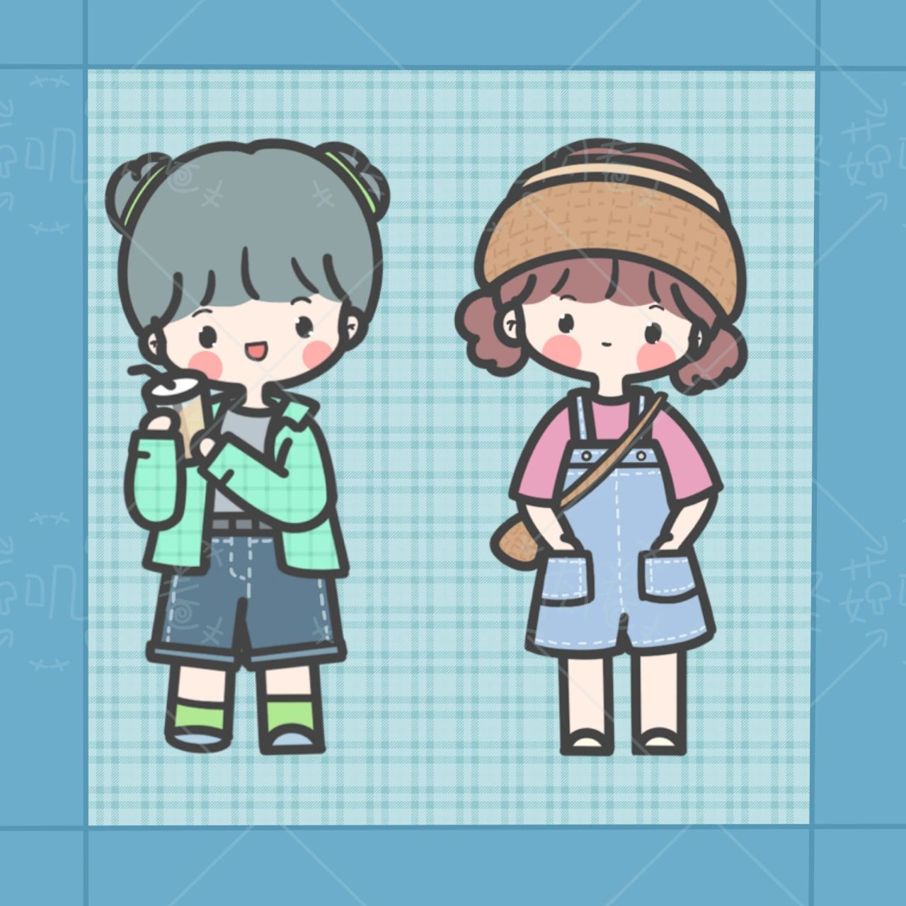 q版人物丨手帐素材丨简笔画 这两天画的图,今天就发一下这种手帐风格