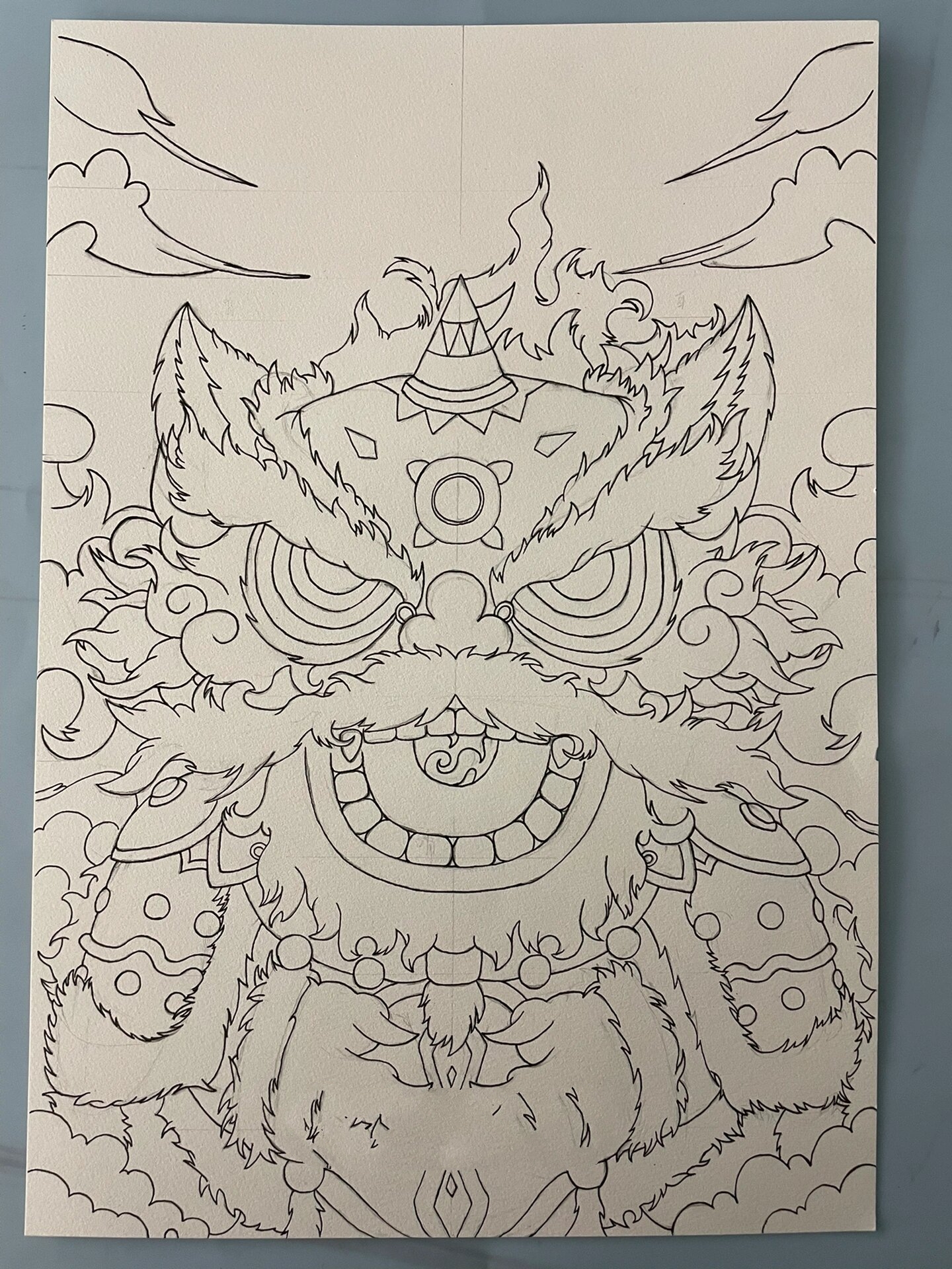 临摹练习,中国醒狮第二弹(内附完整线稿