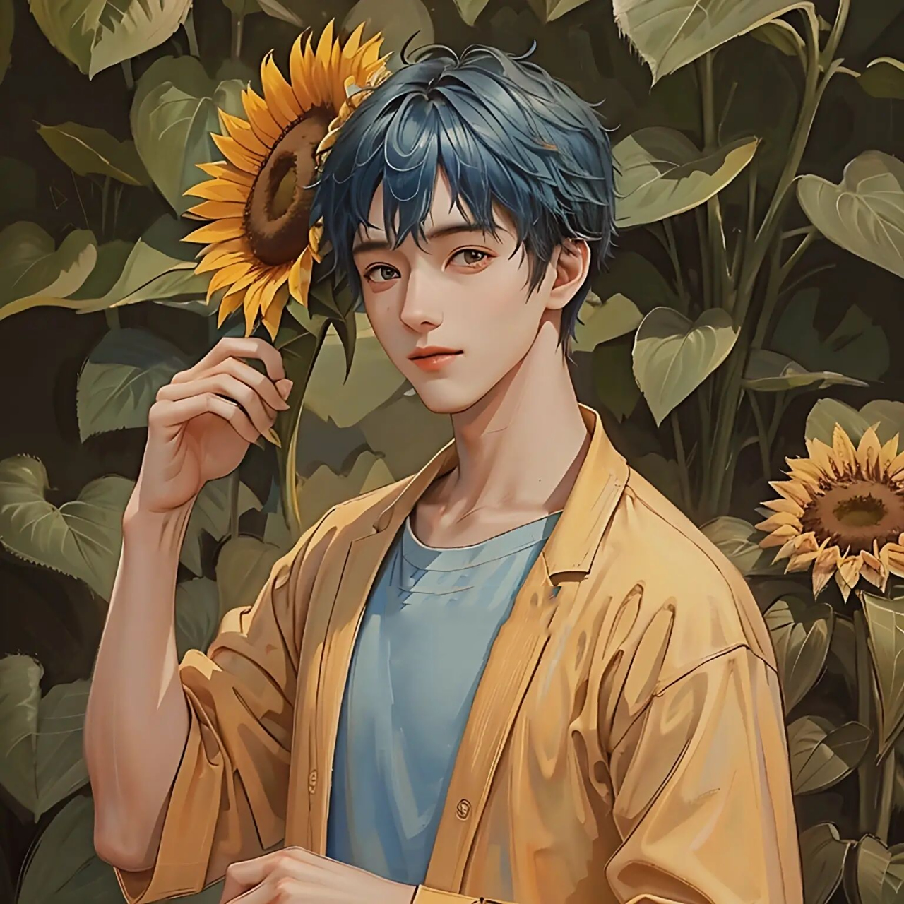 向日葵男孩 男粉也得宠,向日葵男孩头像来了,可以搭配向日葵女孩做