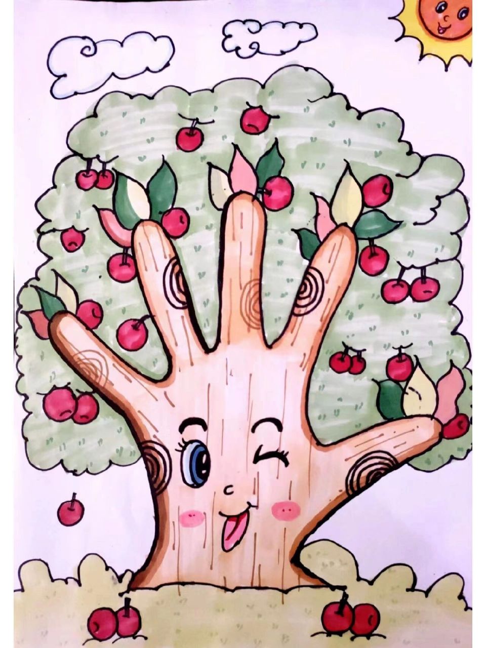 儿童手掌画 我的生命树