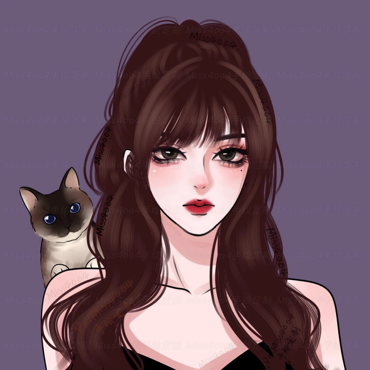 高冷女生漫画头像 手绘头像 头像画画