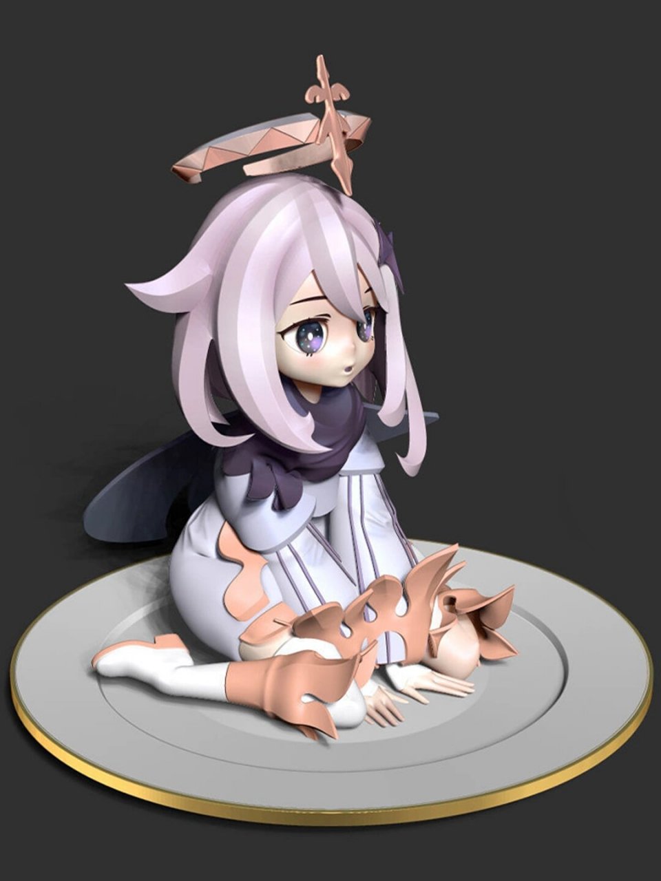 原神派蒙坐姿手办白模3d模型打印 是原神小派蒙的手办哦可以放机箱又