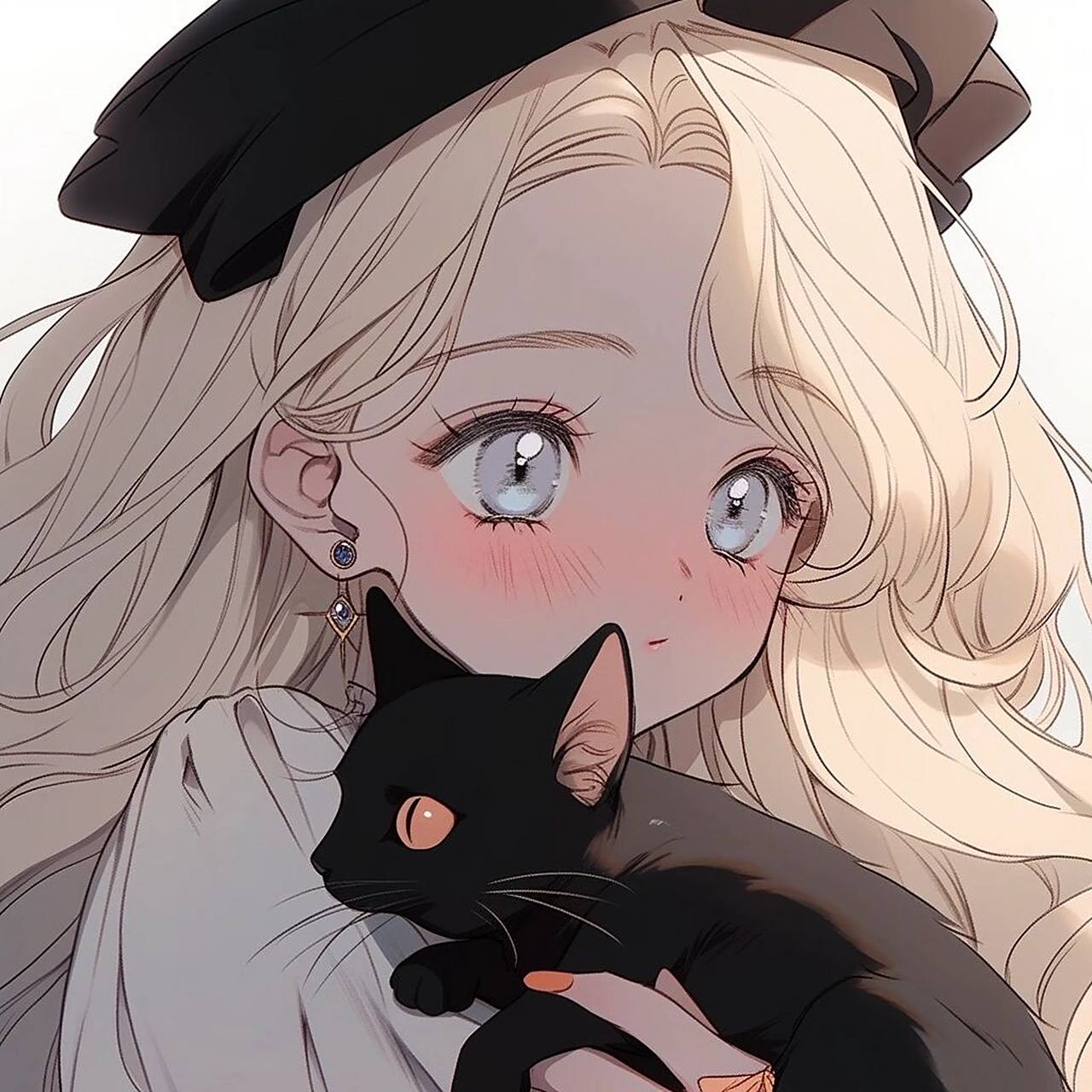 女头|黄发少女与猫