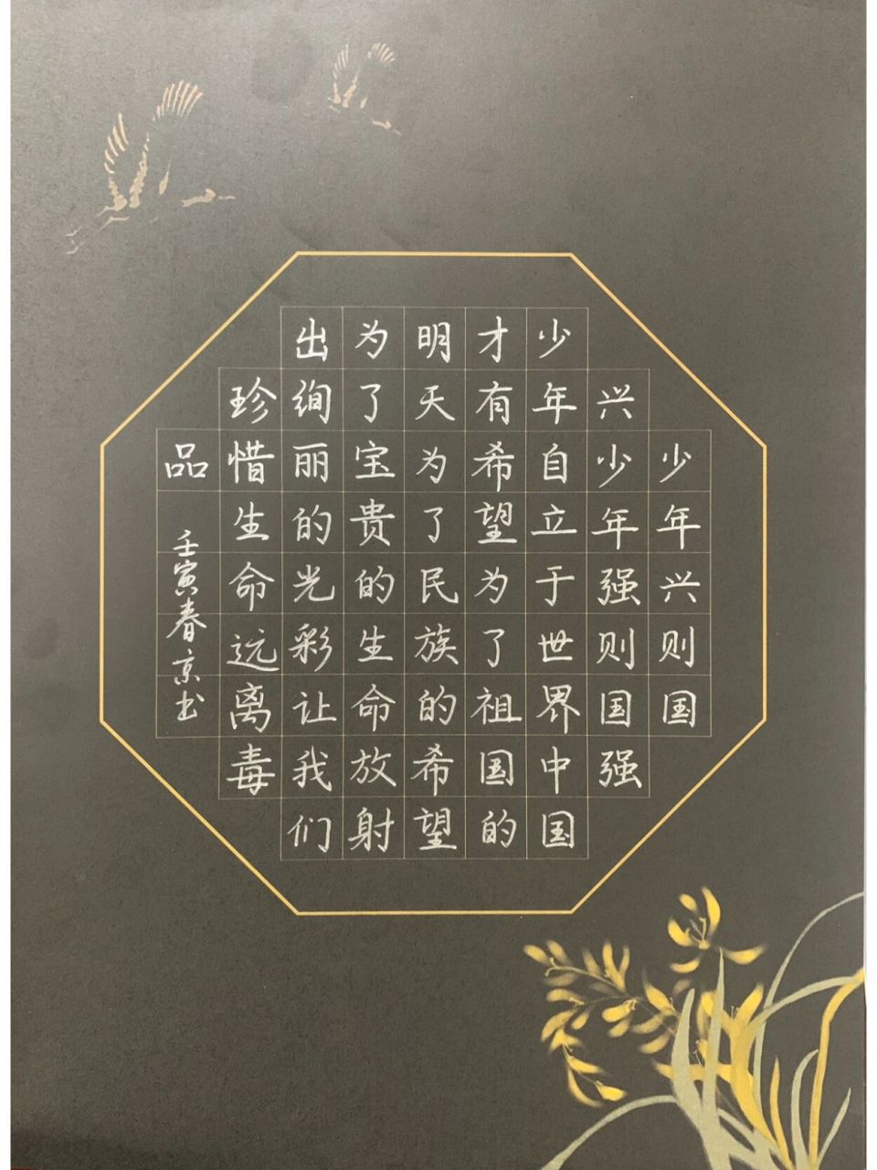 7615规范字书写暨禁毒宣传硬笔书法作品 你们要的禁毒书法作品