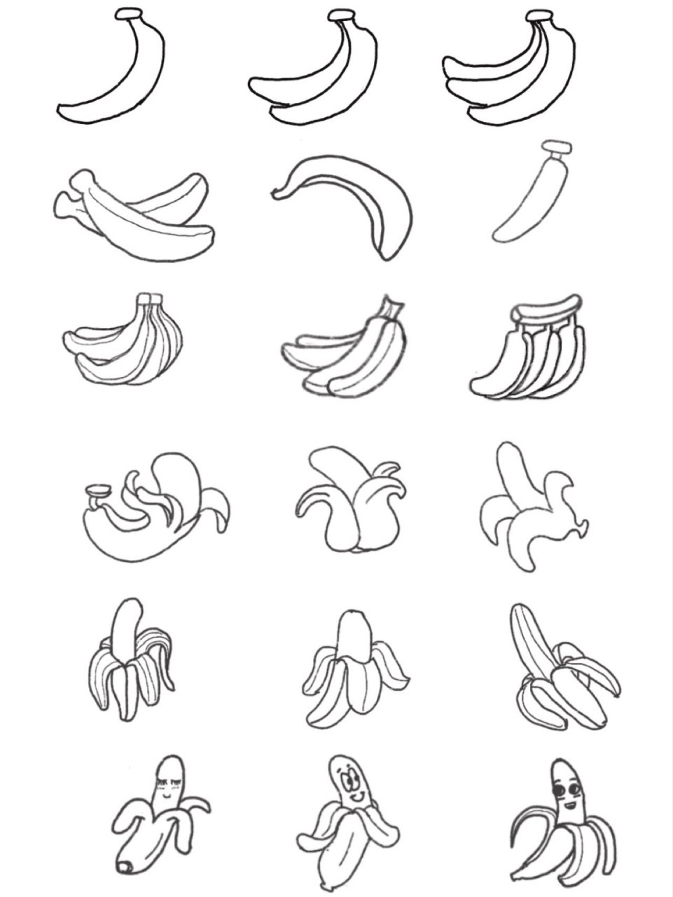 黑板简笔画-香蕉(banana) -简笔画练习 -知识普及: 香蕉是芭蕉科芭蕉