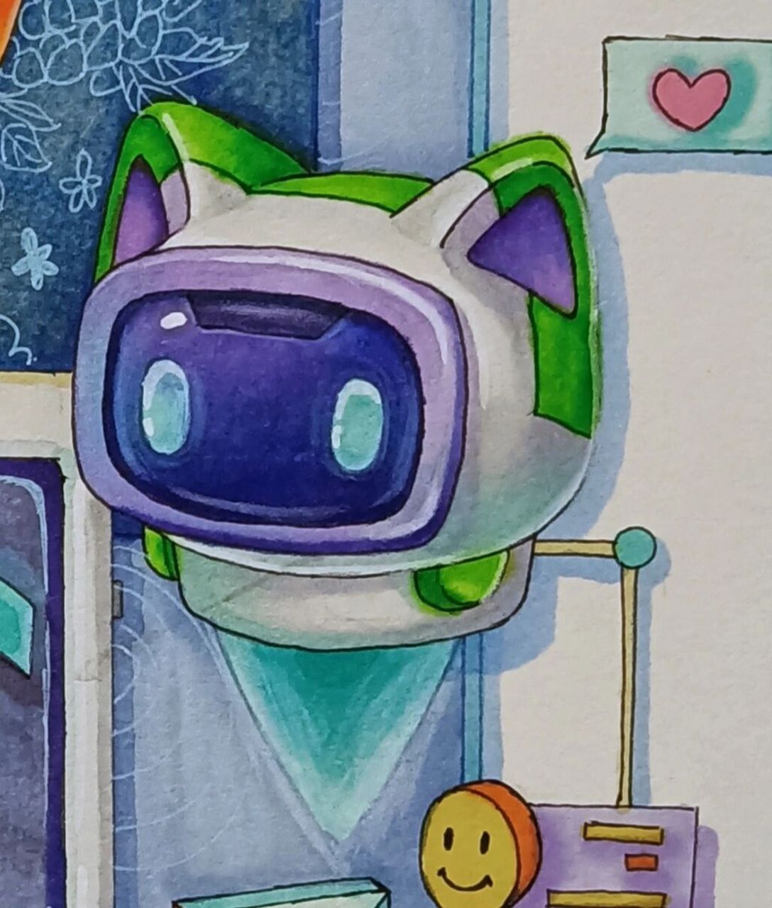 可可爱爱 久远的存图(小机器人)98 临摹手绘96 马克笔yyds09