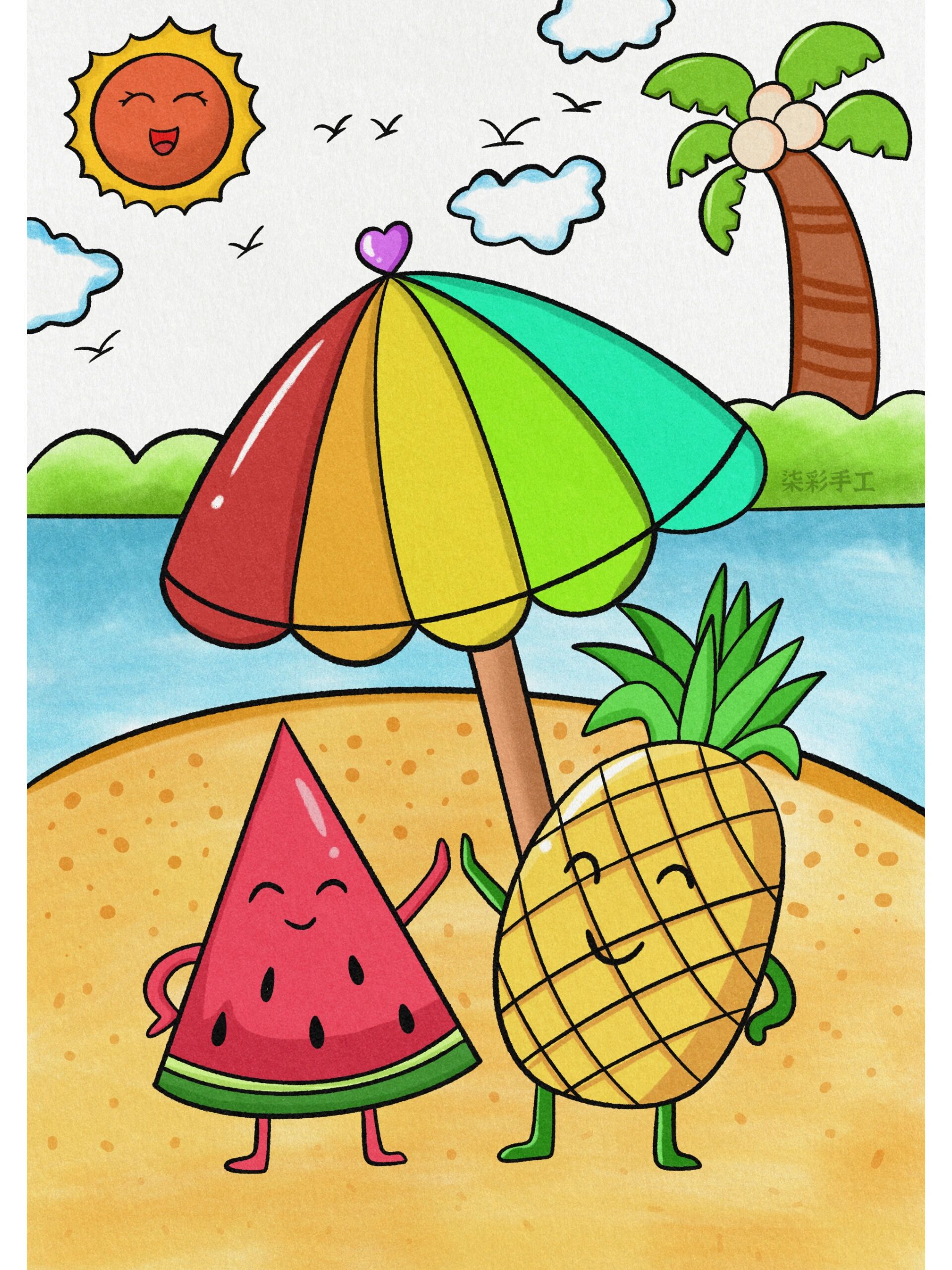 夏天主题简笔画儿童画