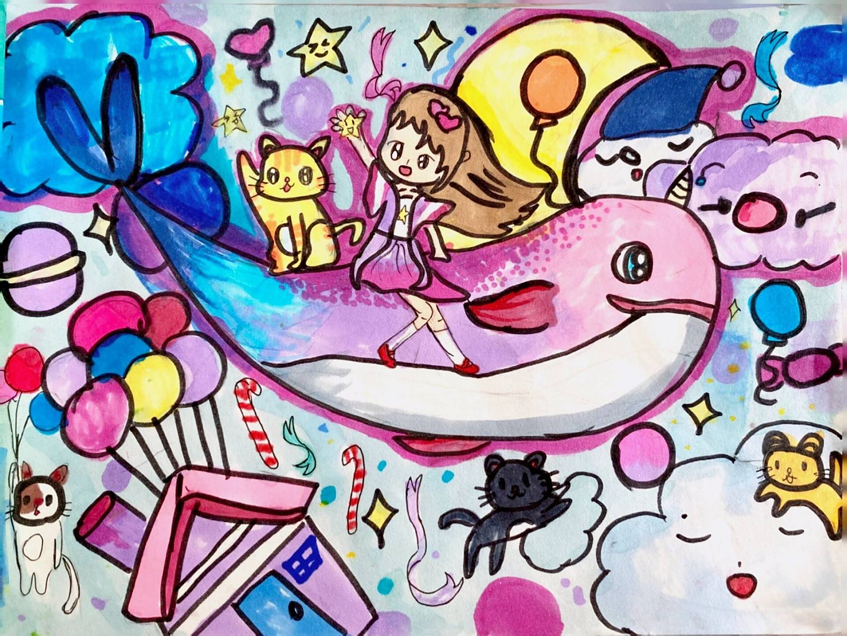 三年级美术《彩色的梦》作业分享～