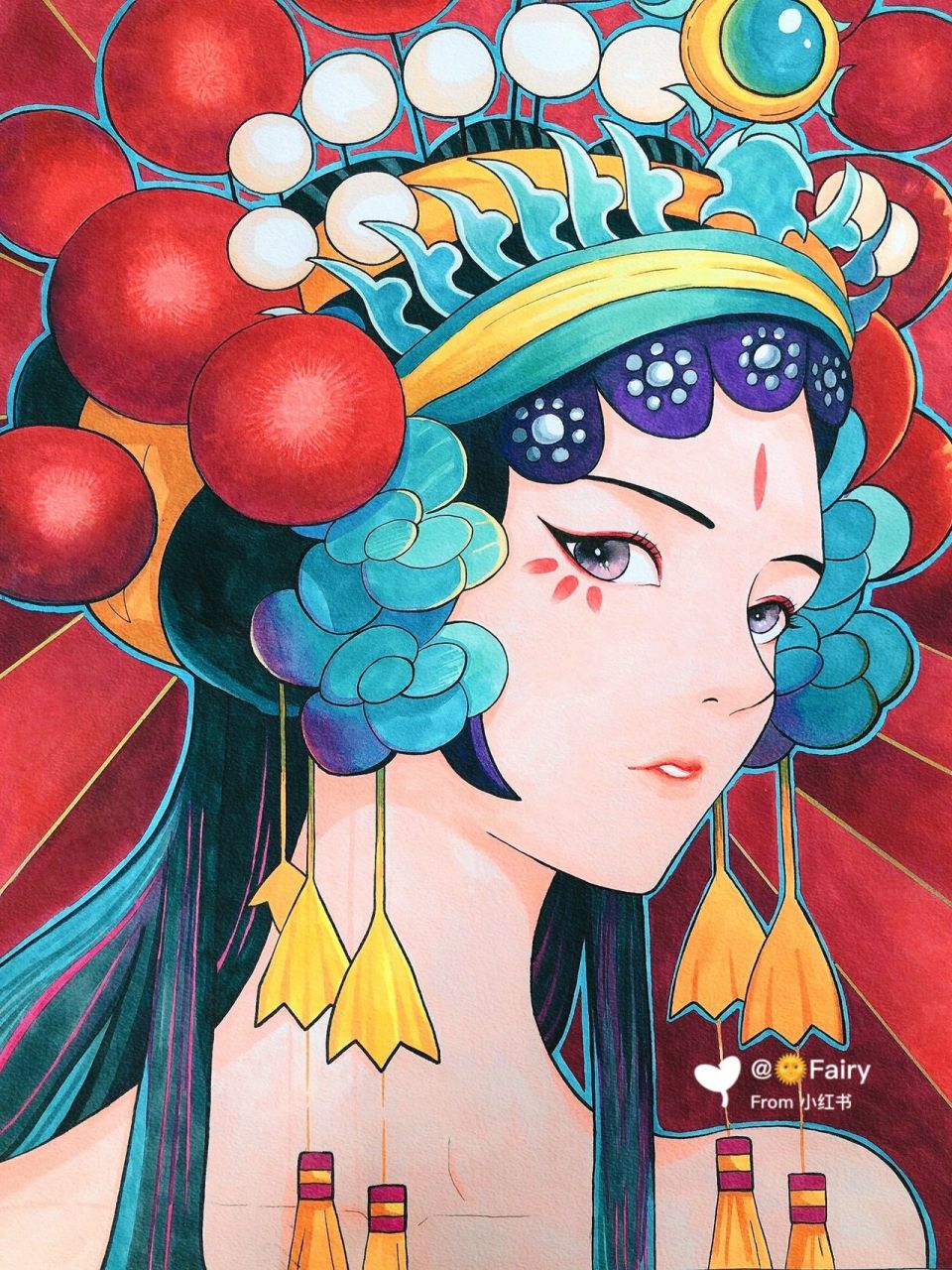 【 马克笔手绘 】国潮风人物|线稿 · 36393038303532