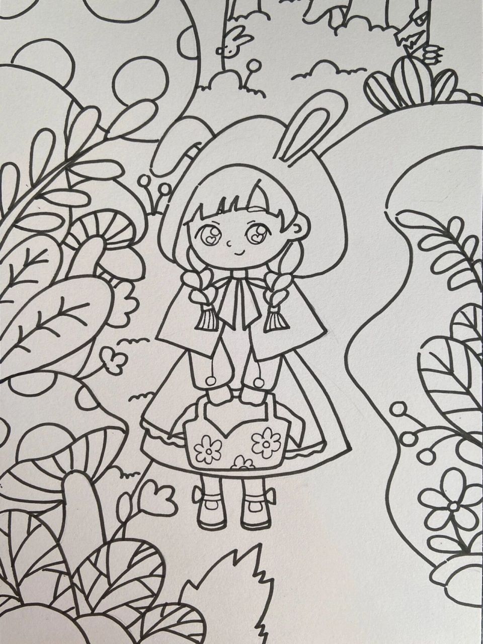 小红帽女孩小裙子儿童画森林公主灰狼简笔画 美术宝 小红帽 课效,童话