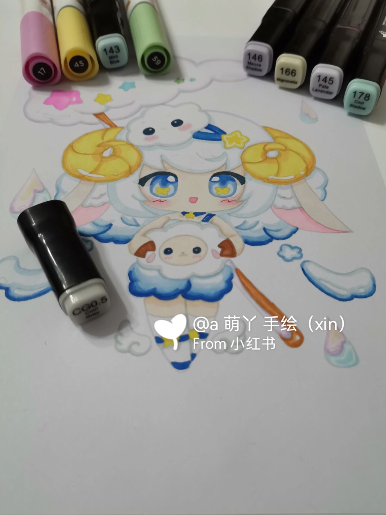 白羊座少女简笔画图片