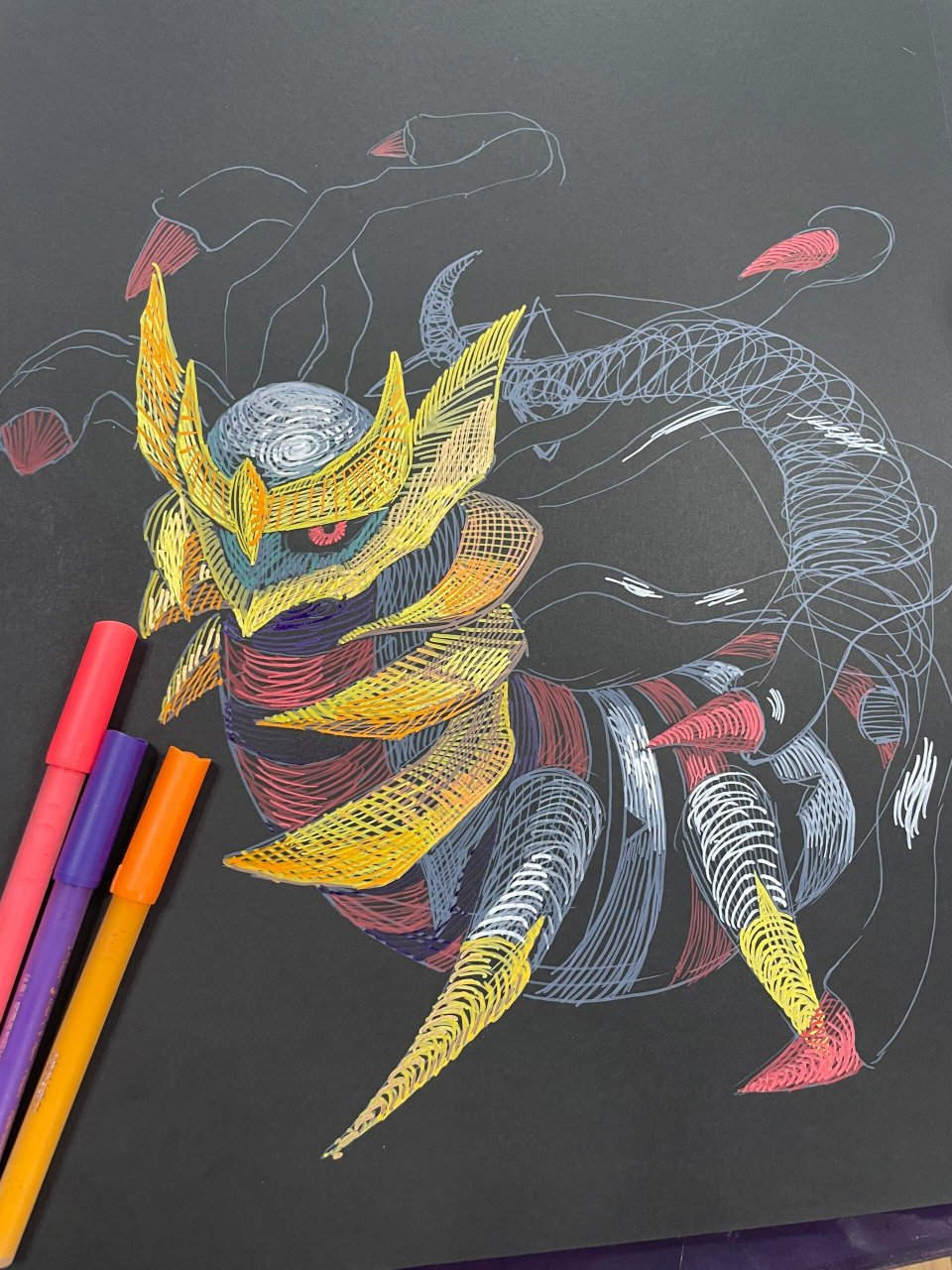 来交作业啦|宝可梦手绘|骑拉帝纳起源形态 答应粉丝的❤️ 	 骑