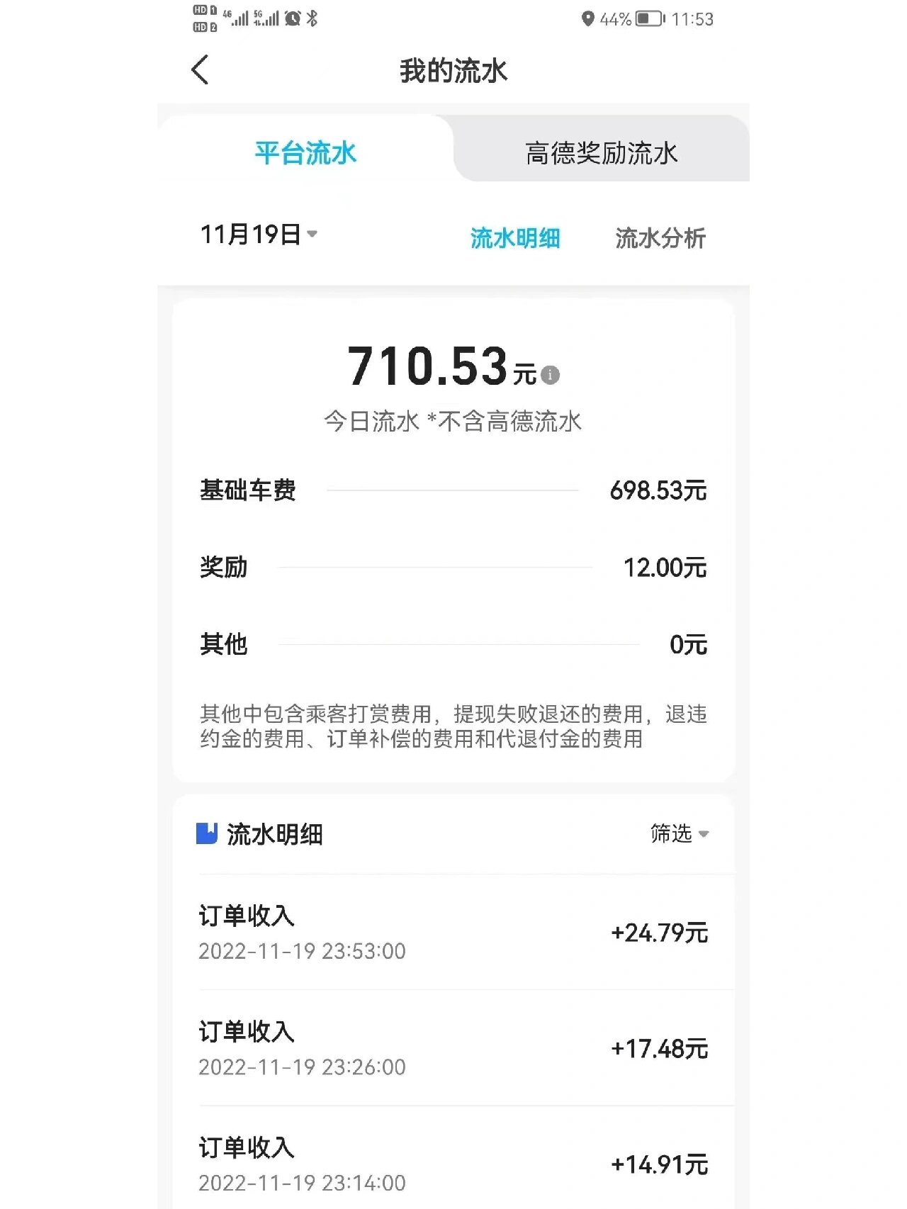 网约车流水参考