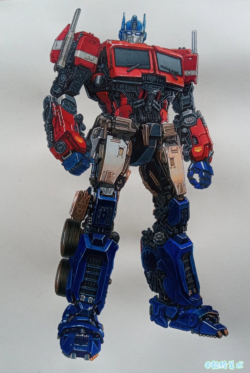 马克笔手绘【擎天柱】     工具:touch马克笔动漫60色,勾线笔,高光笔.