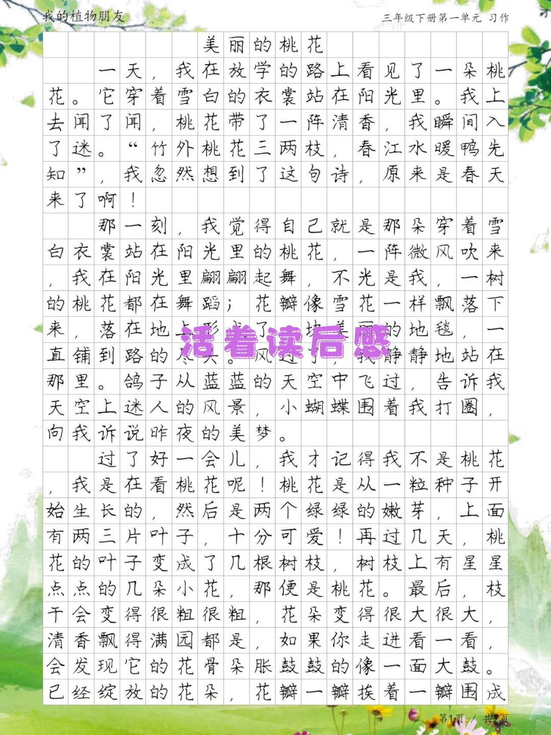 三年级写植物300字