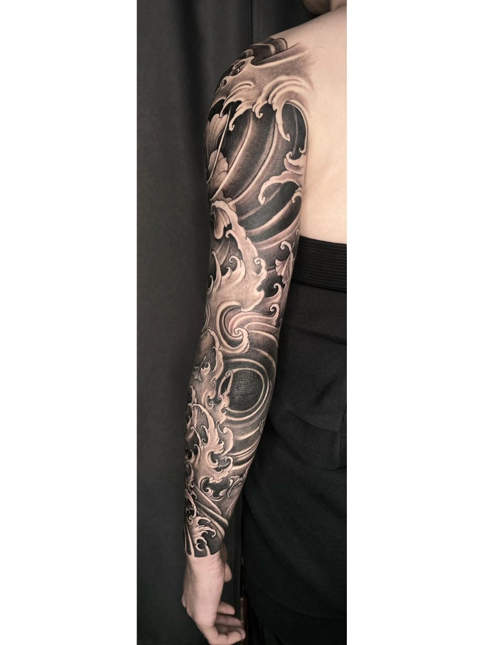 新传统浪花花臂98 连续三天28小时完工#纹身# #衡阳纹身# #花臂纹身