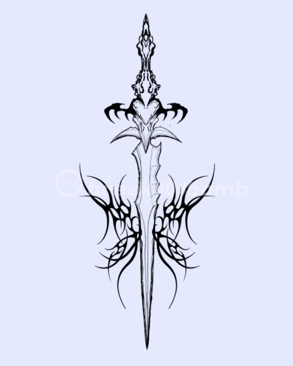 剑刺匕首纹身手稿|暗黑纹身手稿 适合手臂小腿长条面积纹身 #虎牙刺青