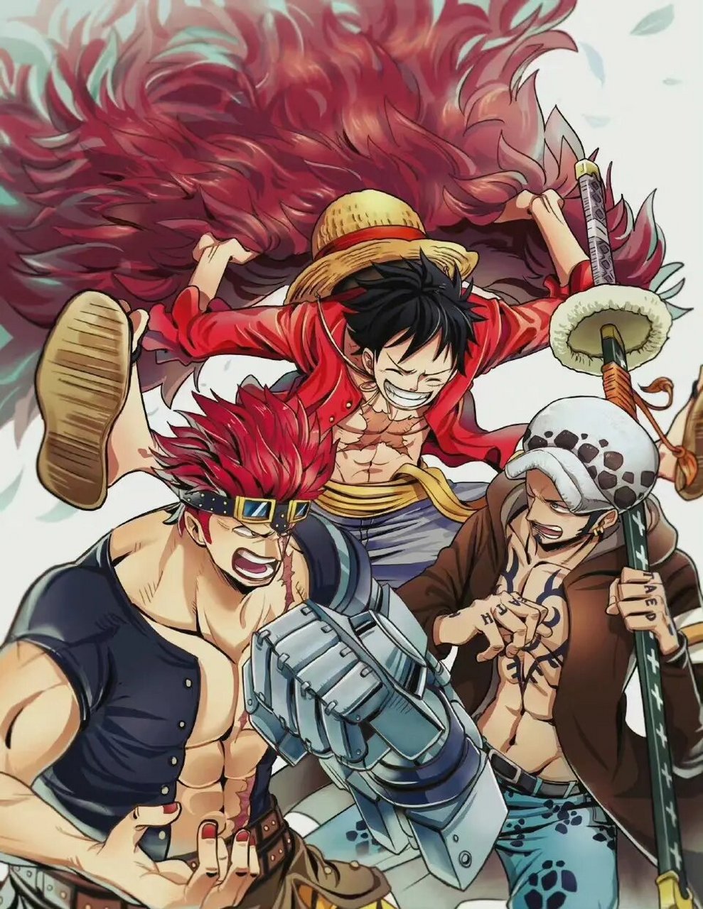 路飞,罗,基德三船长图