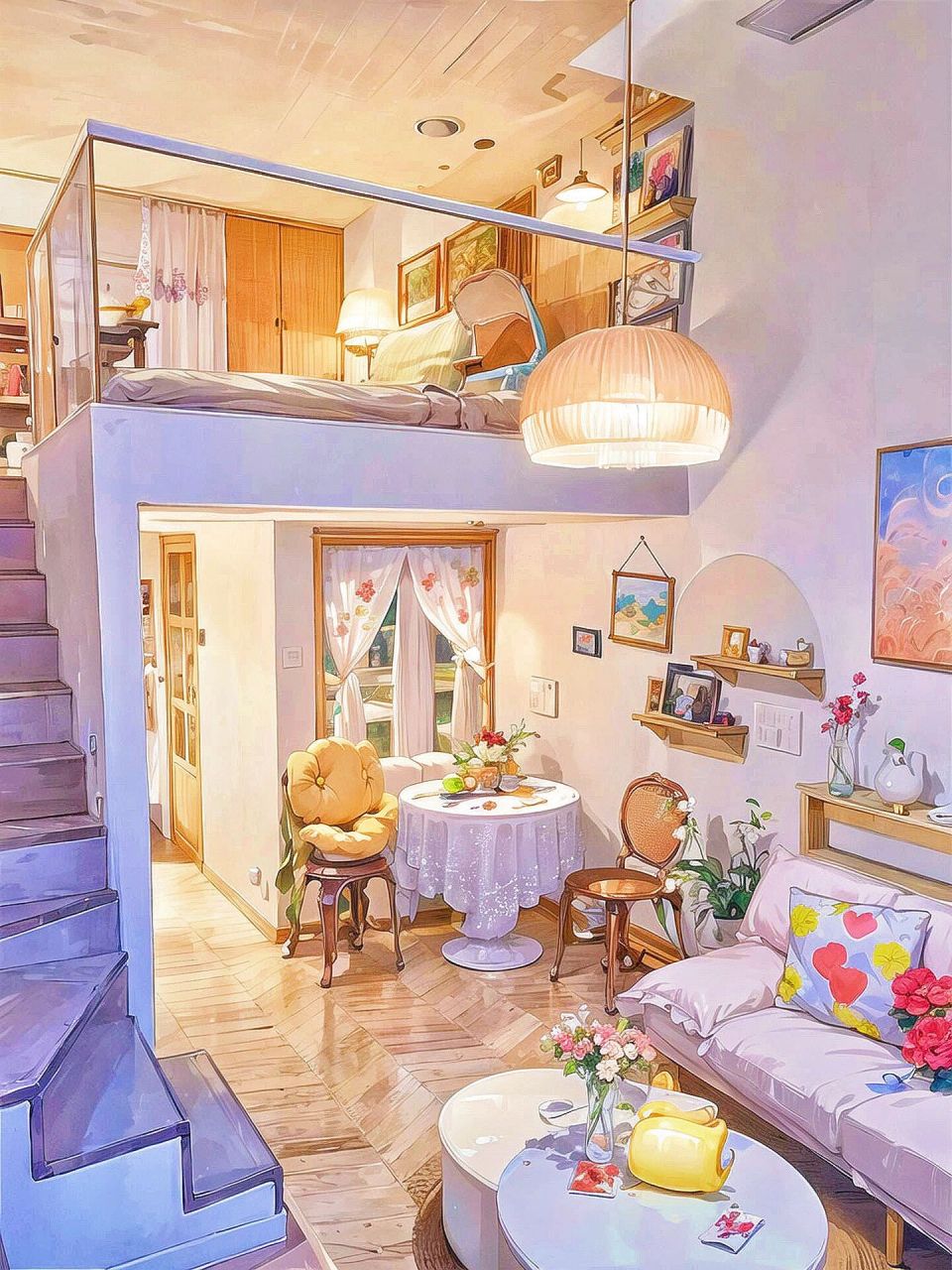 我的30平loft小屋92照片变漫画75美哭01了 漫画特效后的小屋也