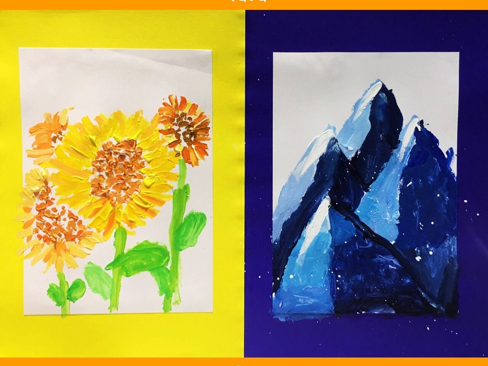 色彩基础|互补色 对比色 冷暖色绘画 5岁孩子的色彩认知绘画欣赏