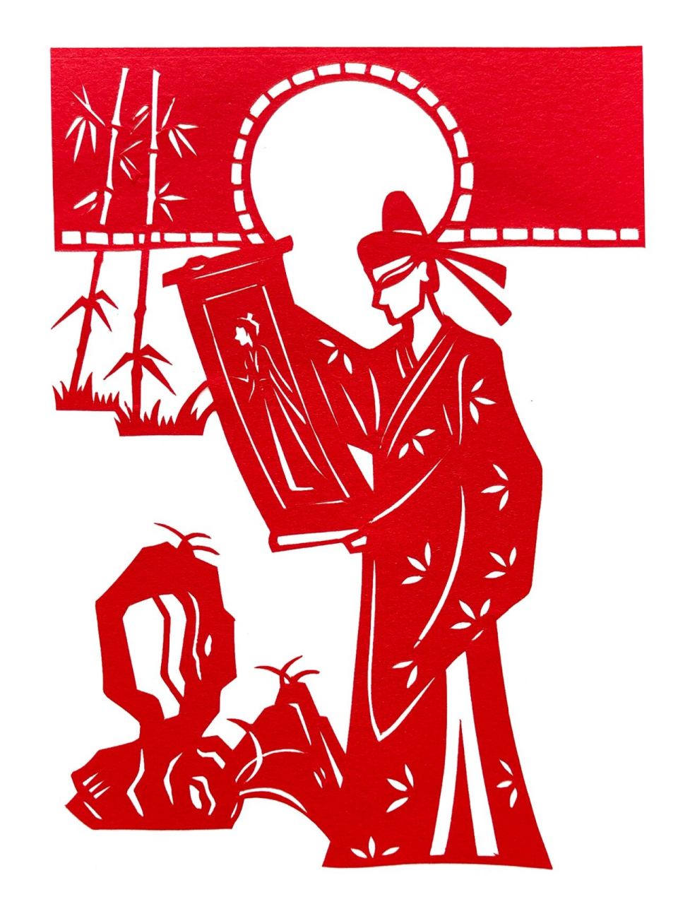 戏曲故事剪纸《牡丹亭》 南安太守杜宝的女儿杜丽娘,私出游园,触景生