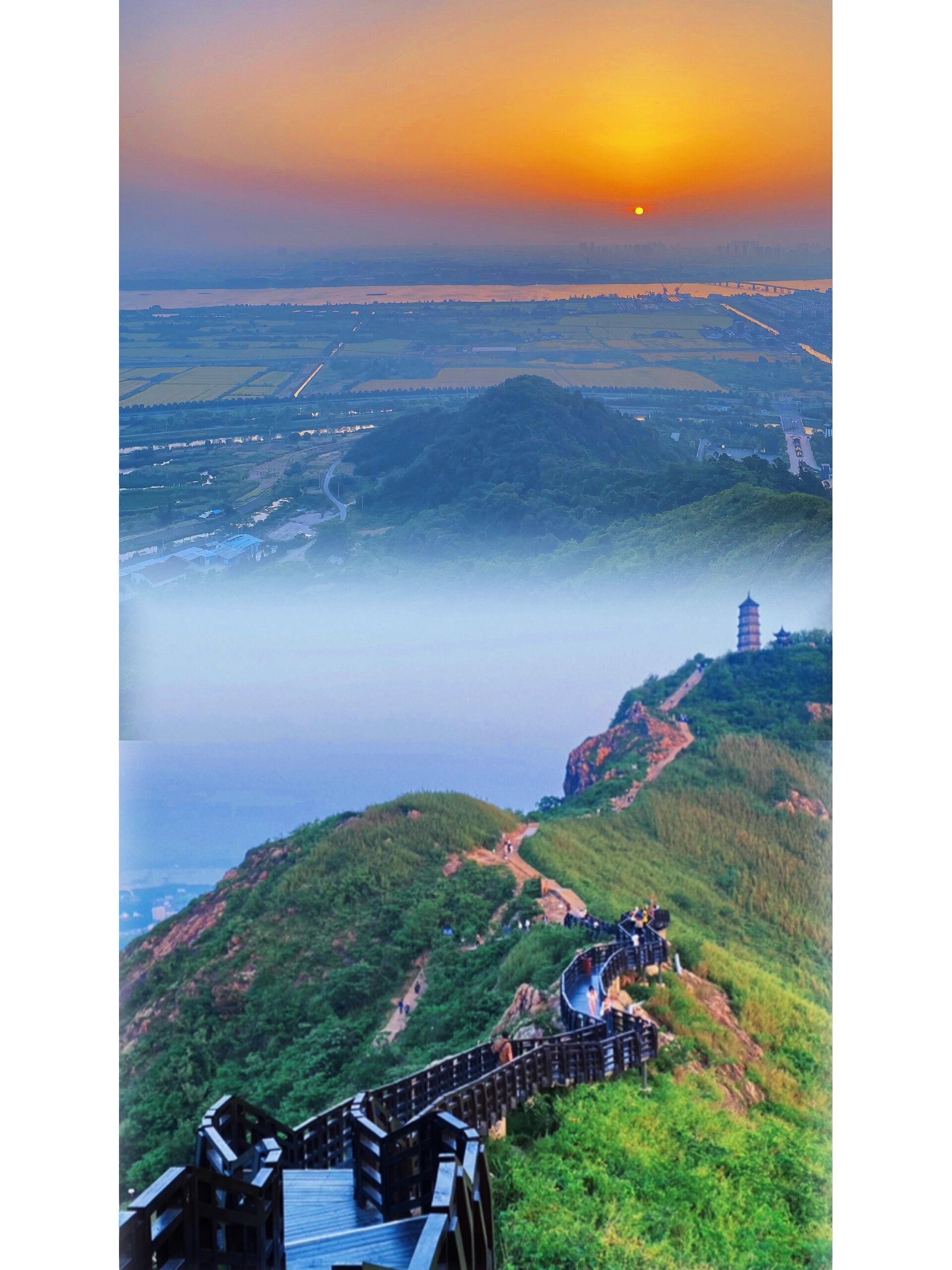 圌山日出记 交通:自驾,导航镇江圌山风景区,停车场很大,大概2元一小时