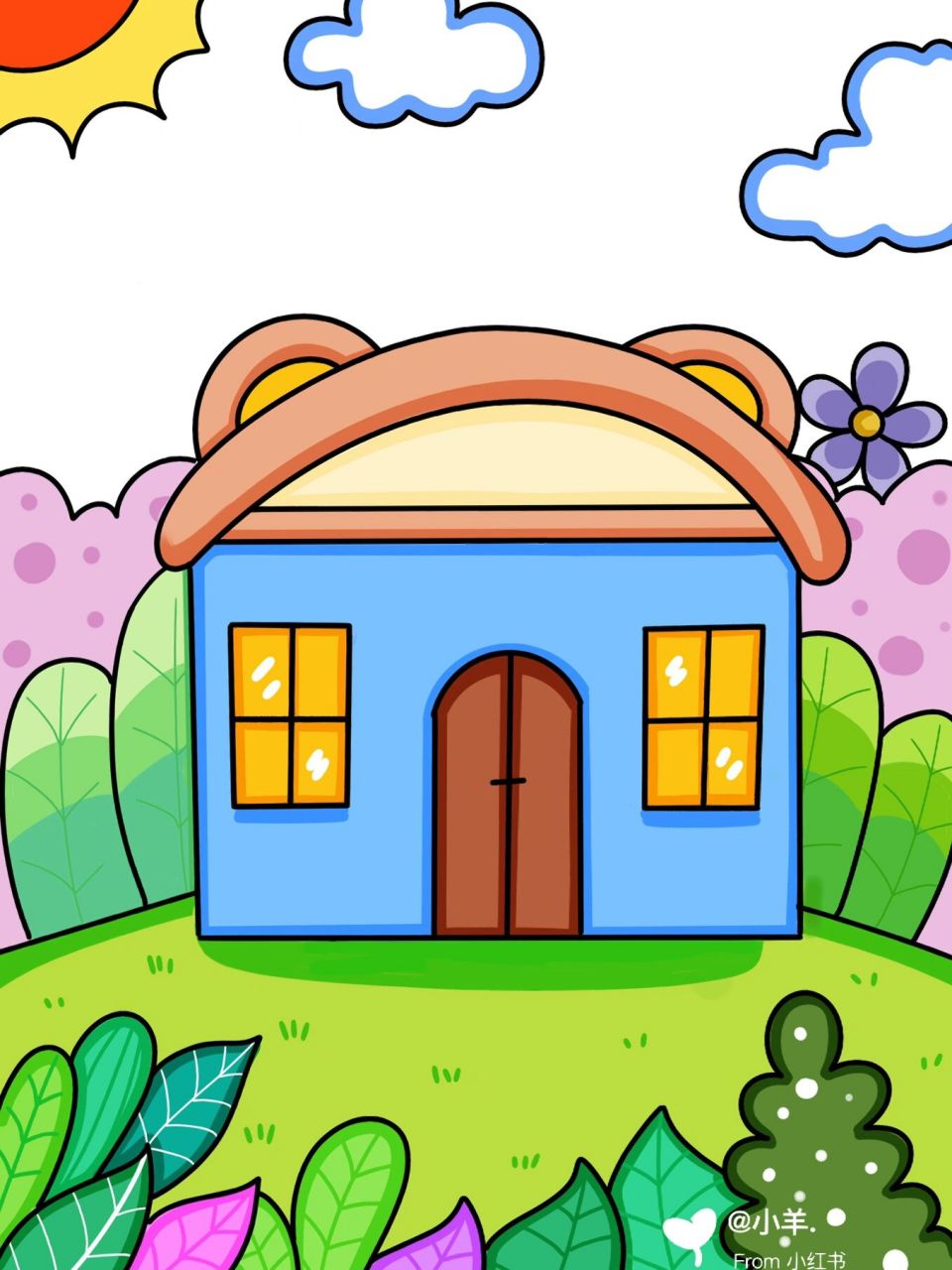 小熊的房子简笔画图片