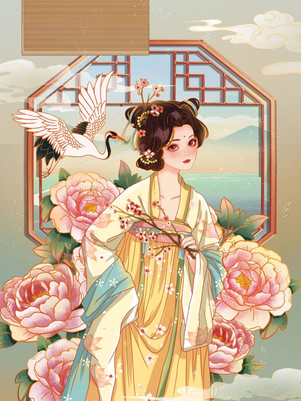 壁纸分享┆古风水墨美人系 78古风女子汉服插画分享,请勿商业哦94