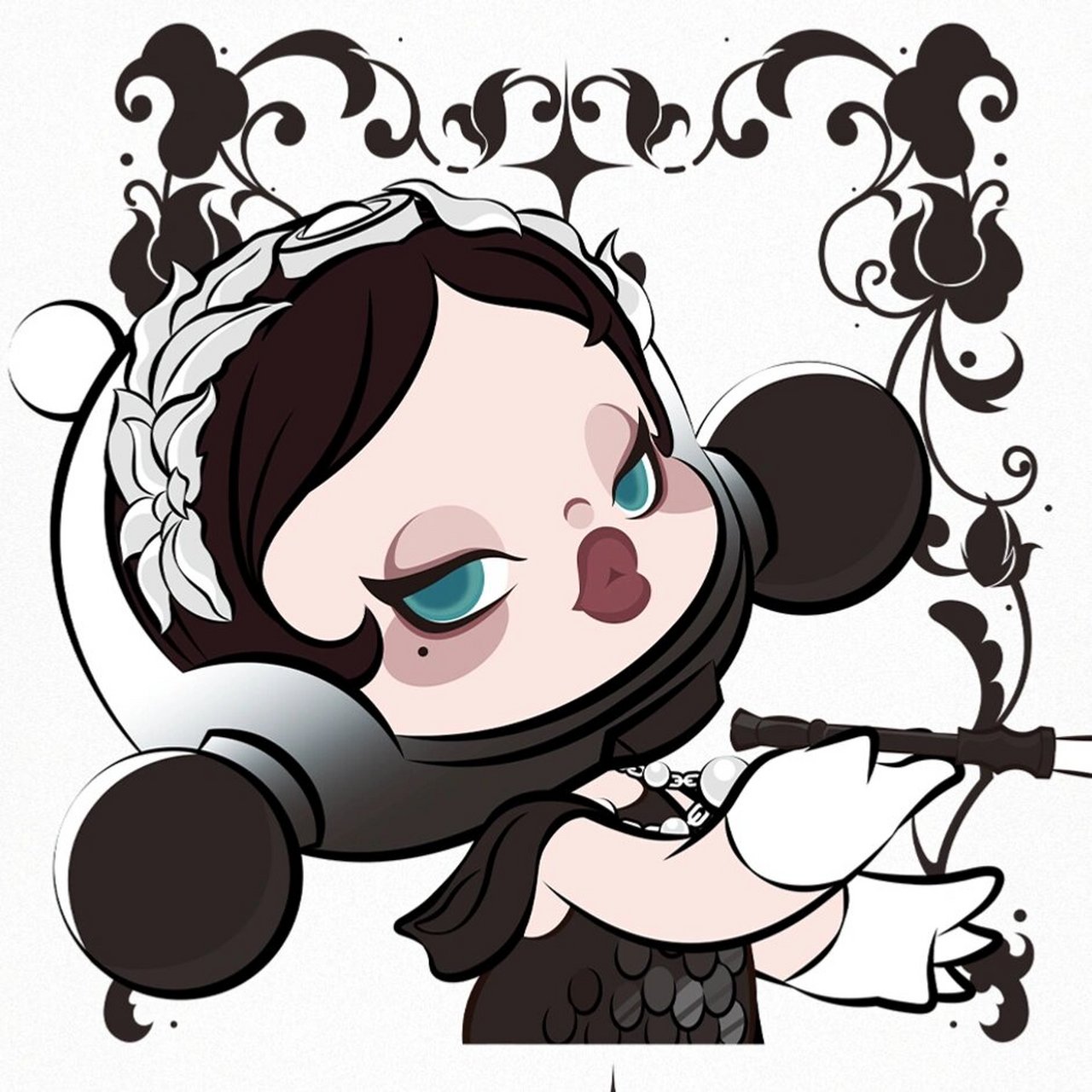 skullpanda95红毯大秀系列|泡泡玛特头像 skulipanda站在露台上