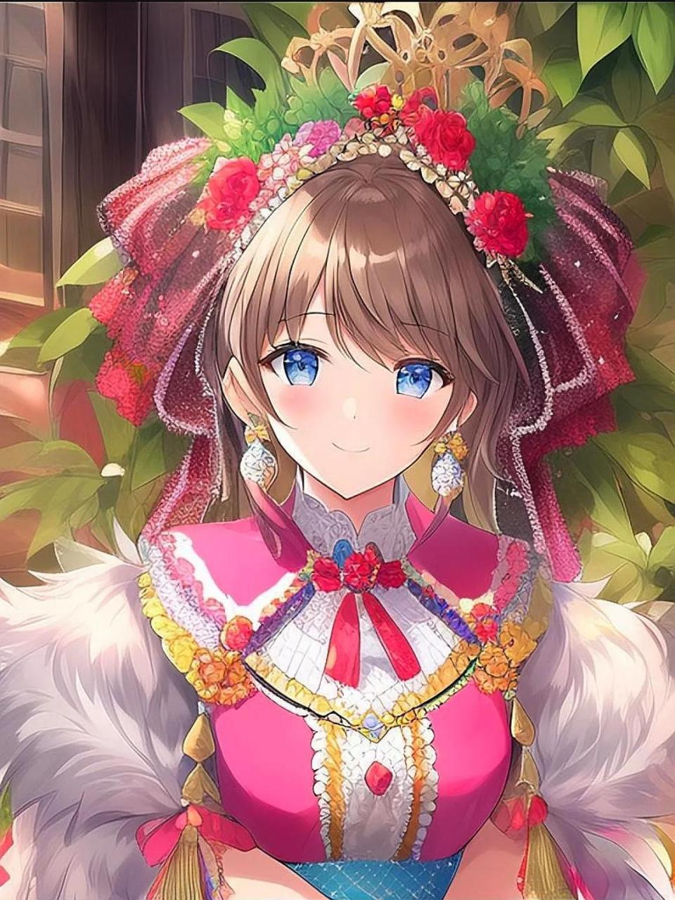 当甜皇后被人工智能ai绘制成二次元画风,精美华丽不输画师作品.