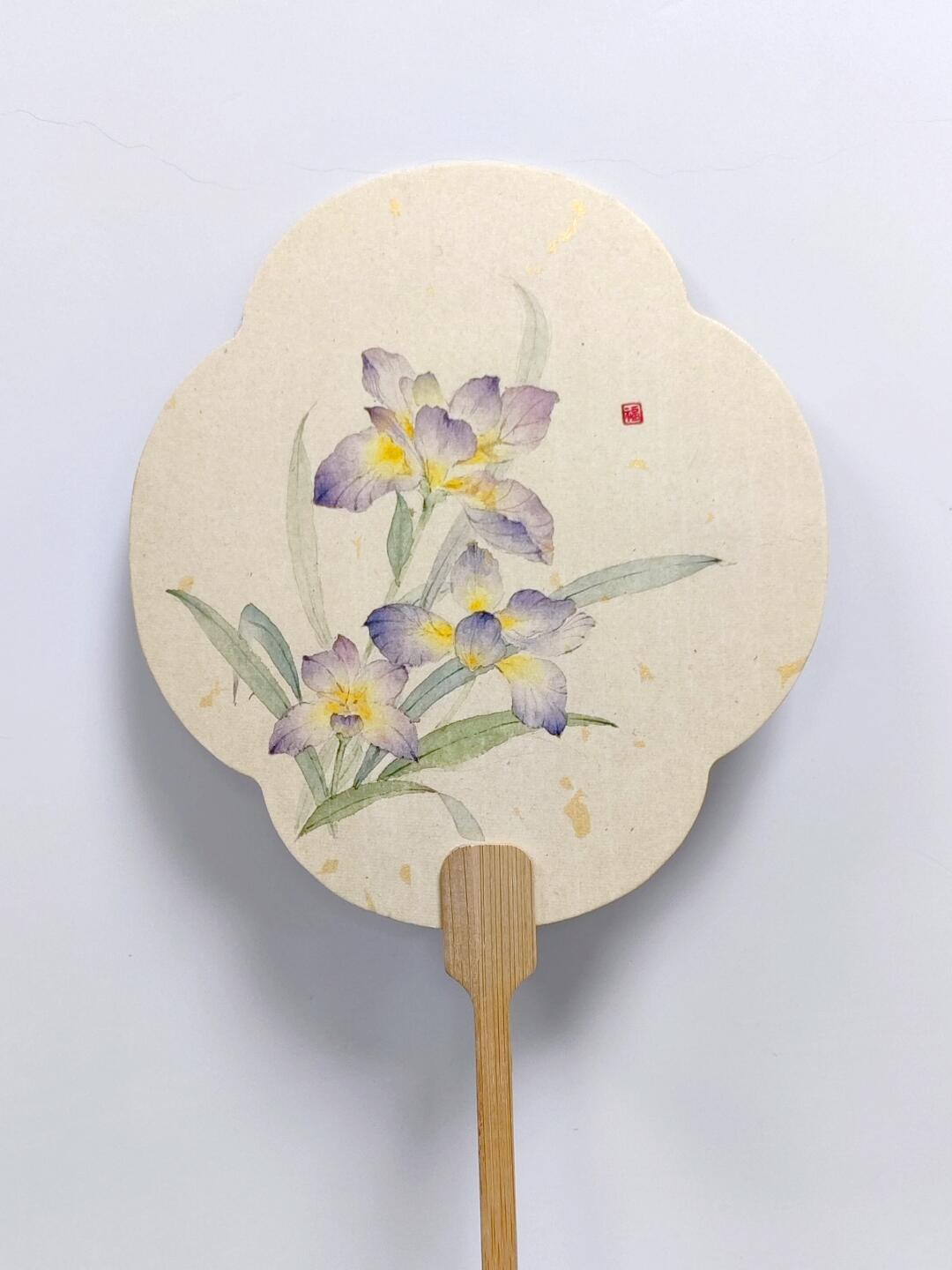 手绘鸢尾花扇教程