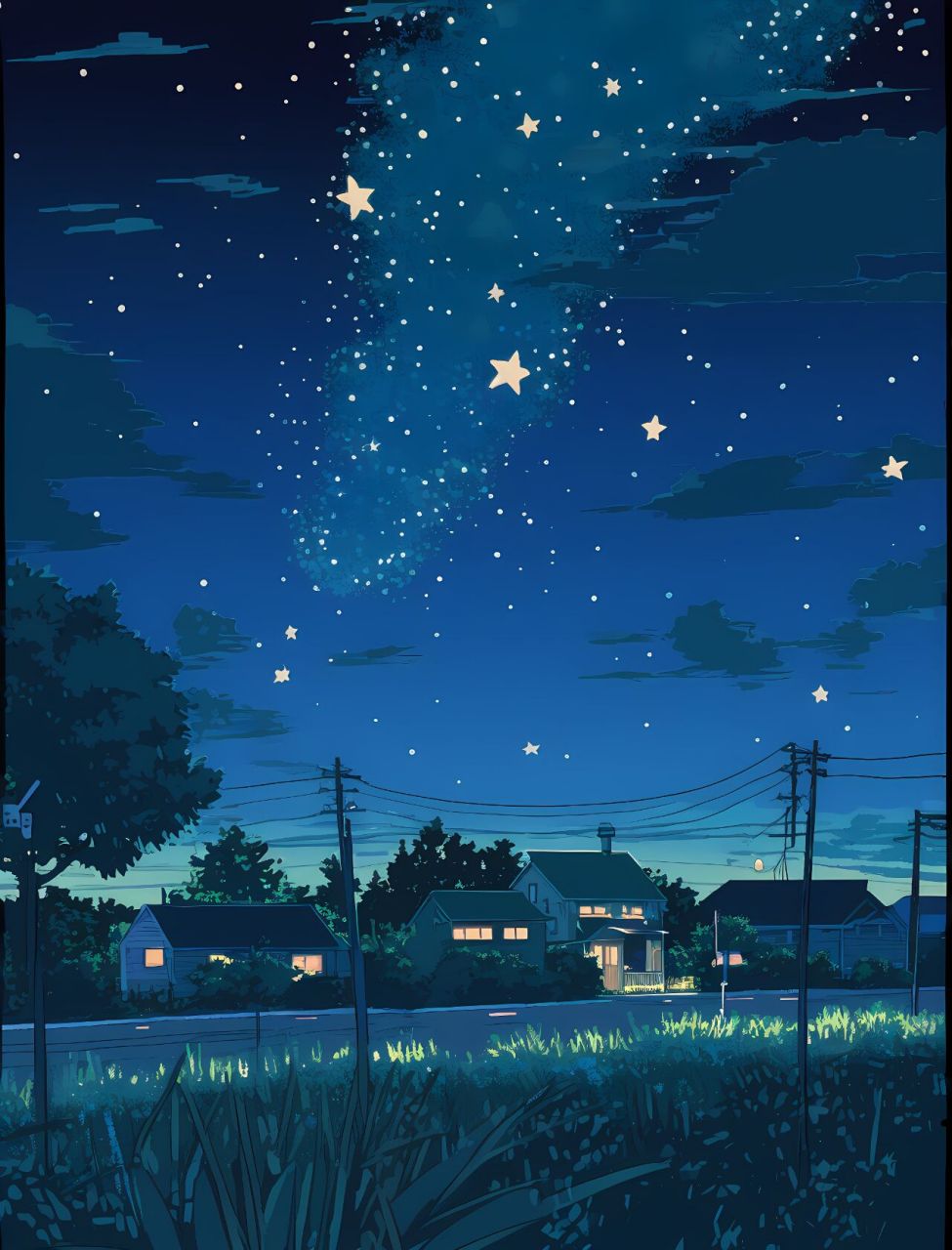 绘画丨仰望星空 在繁华的世界享受宁静,在宁静的夜晚仰望星空