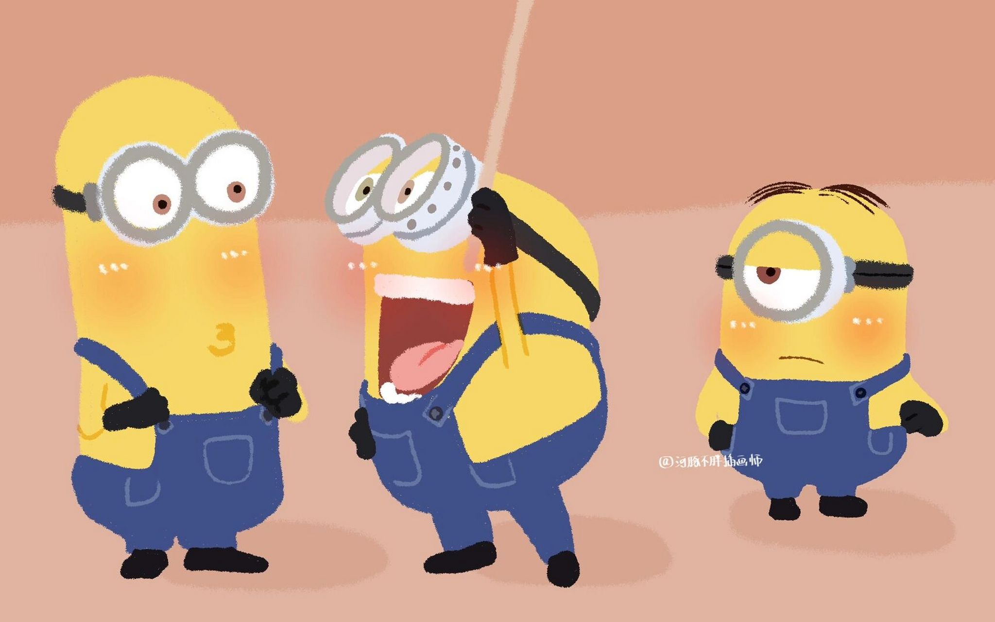 小黄人可爱电脑/ipad壁纸第三弹 第三弹来拉,部分绘画素材来源于line