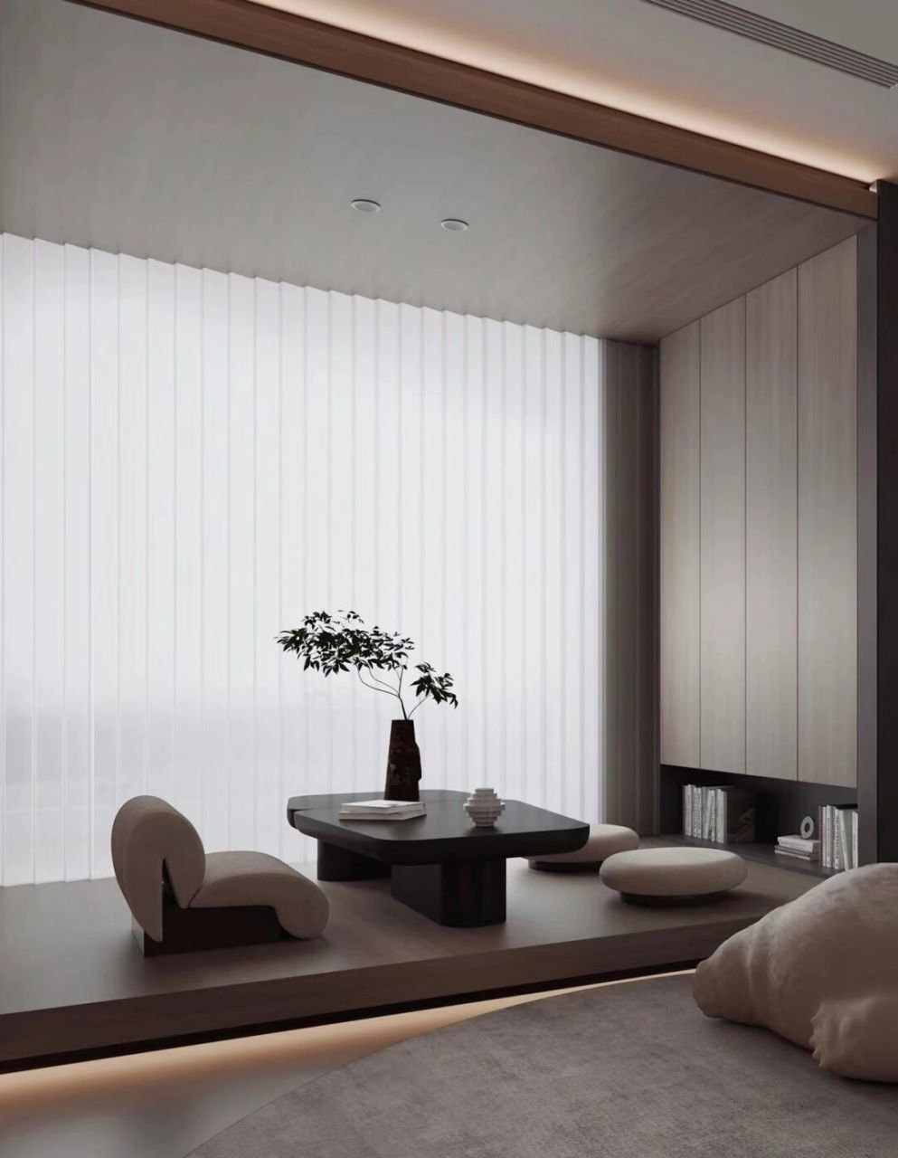 全屋定制|局部木饰面吊顶 打造另一番韵味 🔰局部木饰面上顶,区分空