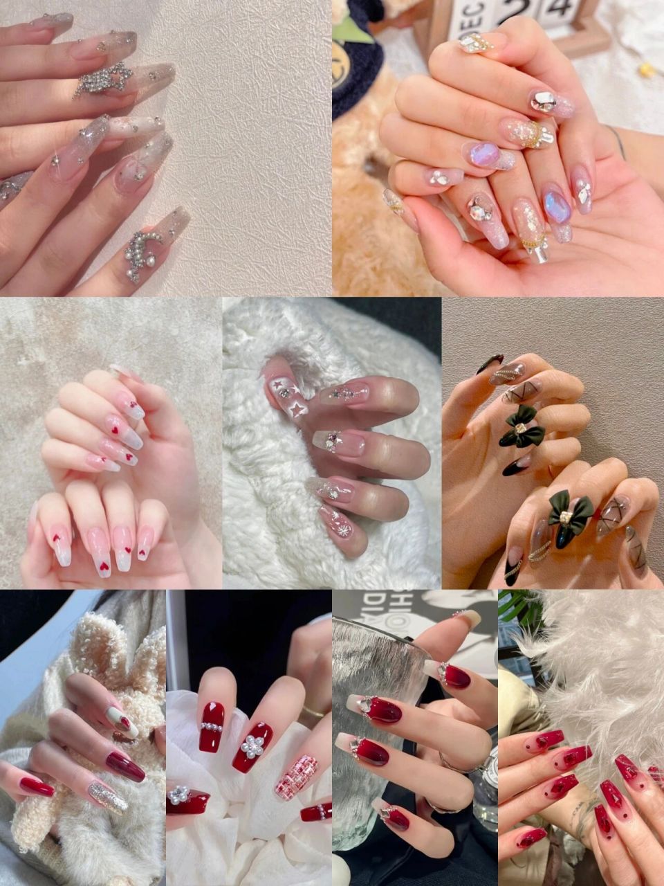 2023年跨年高级显白美甲款式97 双旦要来啦,元旦圣诞节做个美美的