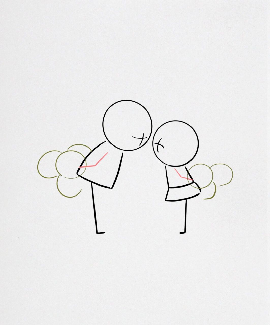 情侣简笔画教程:爱和想念都要及时表达出来 今日超甜教程99 	 情侣