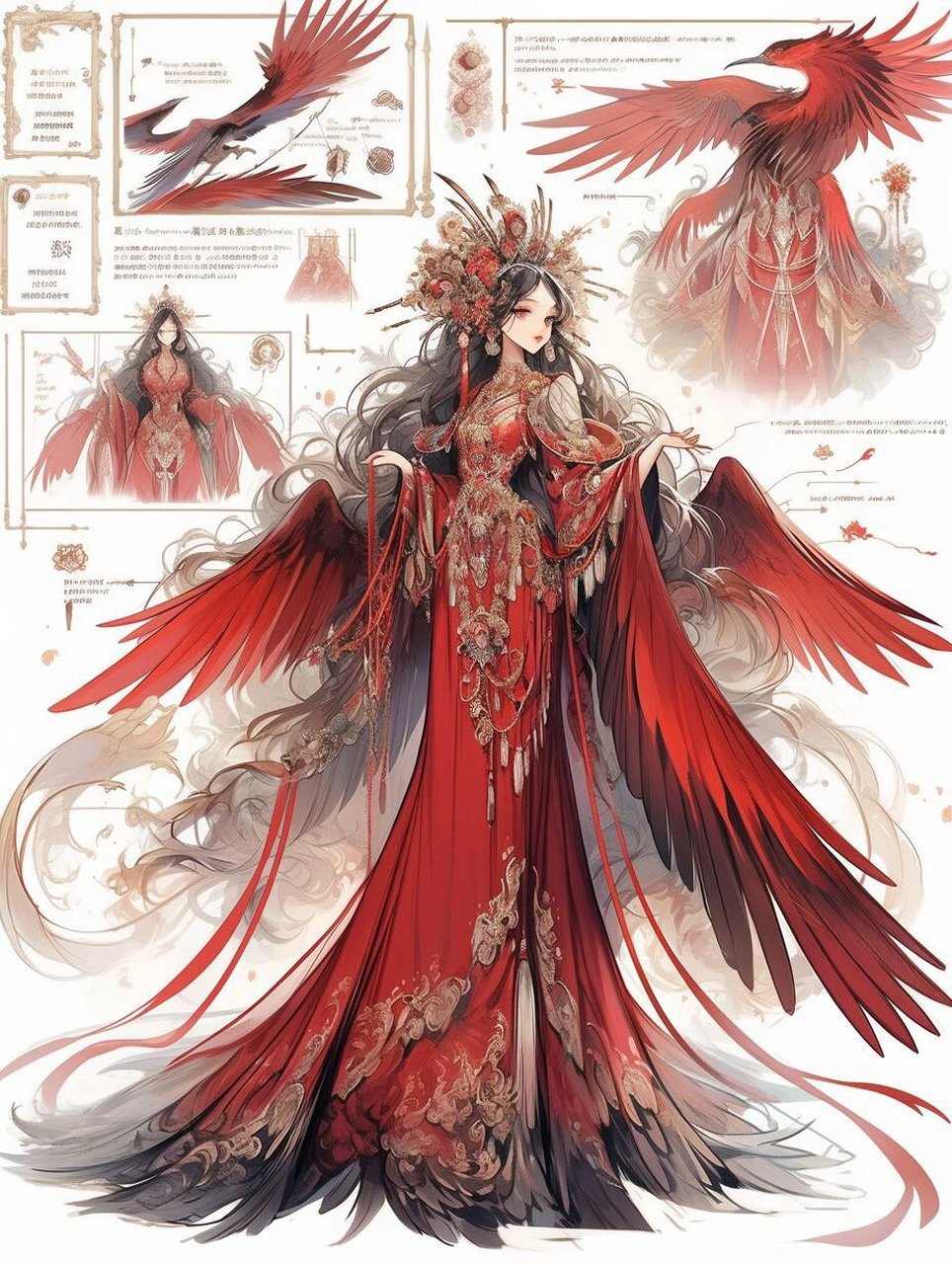 ai服装设计|国风|《山海经》凤凰97 丹穴之山,其上多金玉.